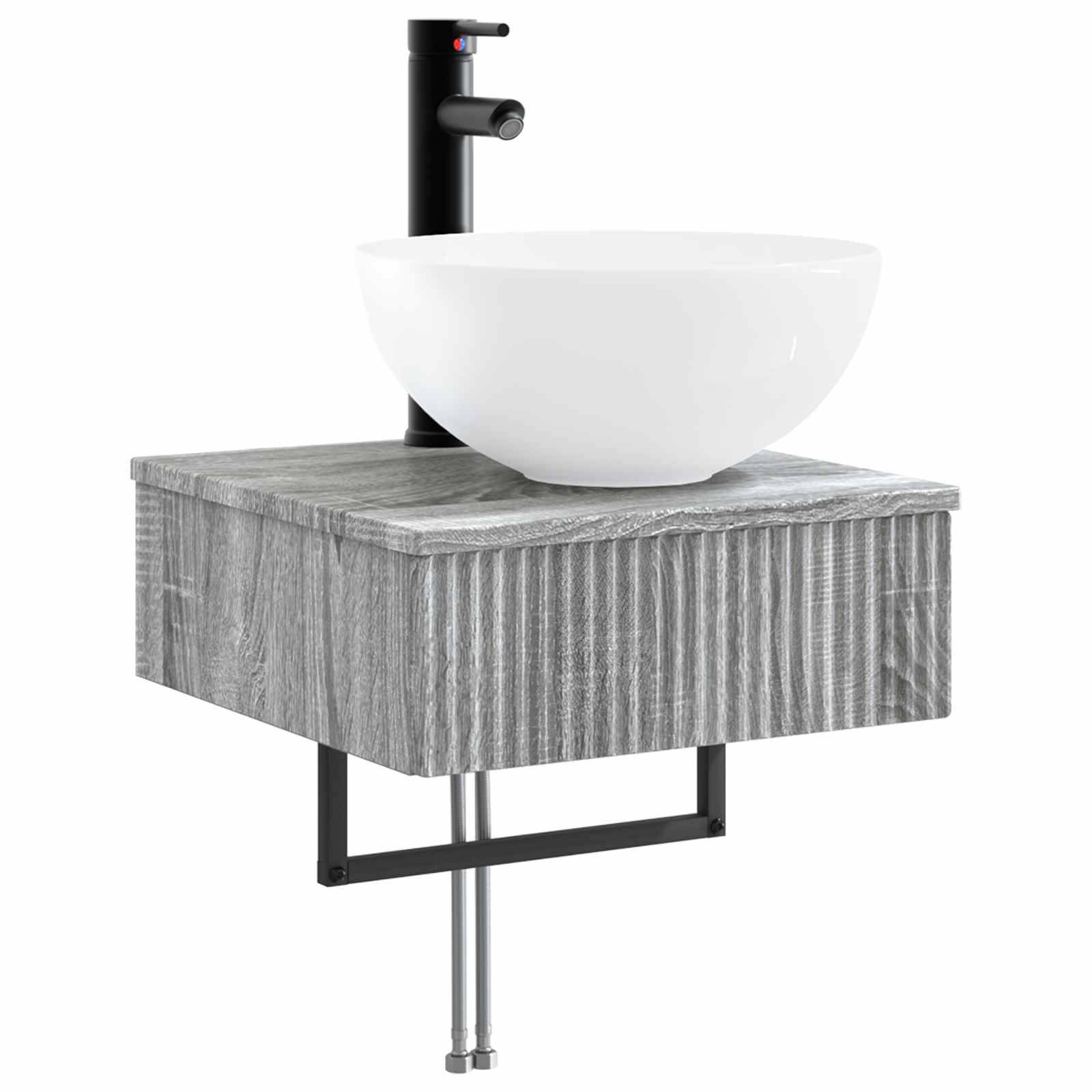 vidaXL Wandmontiertes Waschbecken Grau Sonoma 40 x 41 x 40,5 cm