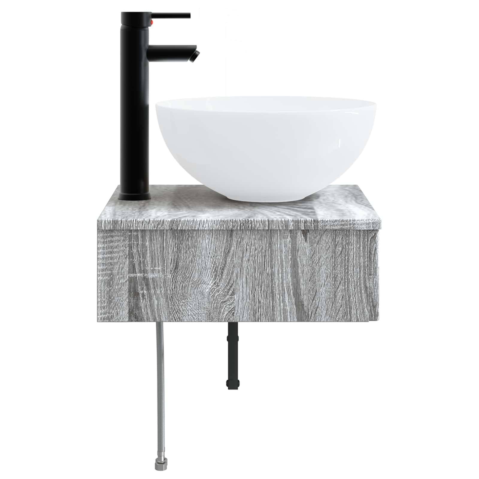 vidaXL Wandmontiertes Waschbecken Grau Sonoma 40 x 41 x 40,5 cm