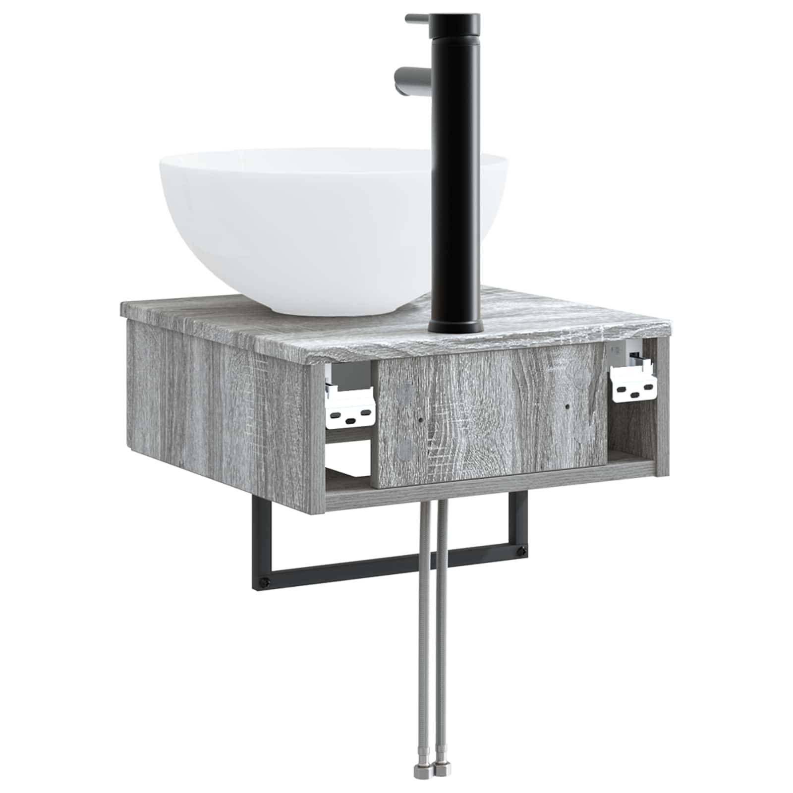 vidaXL Wandmontiertes Waschbecken Grau Sonoma 40 x 41 x 40,5 cm