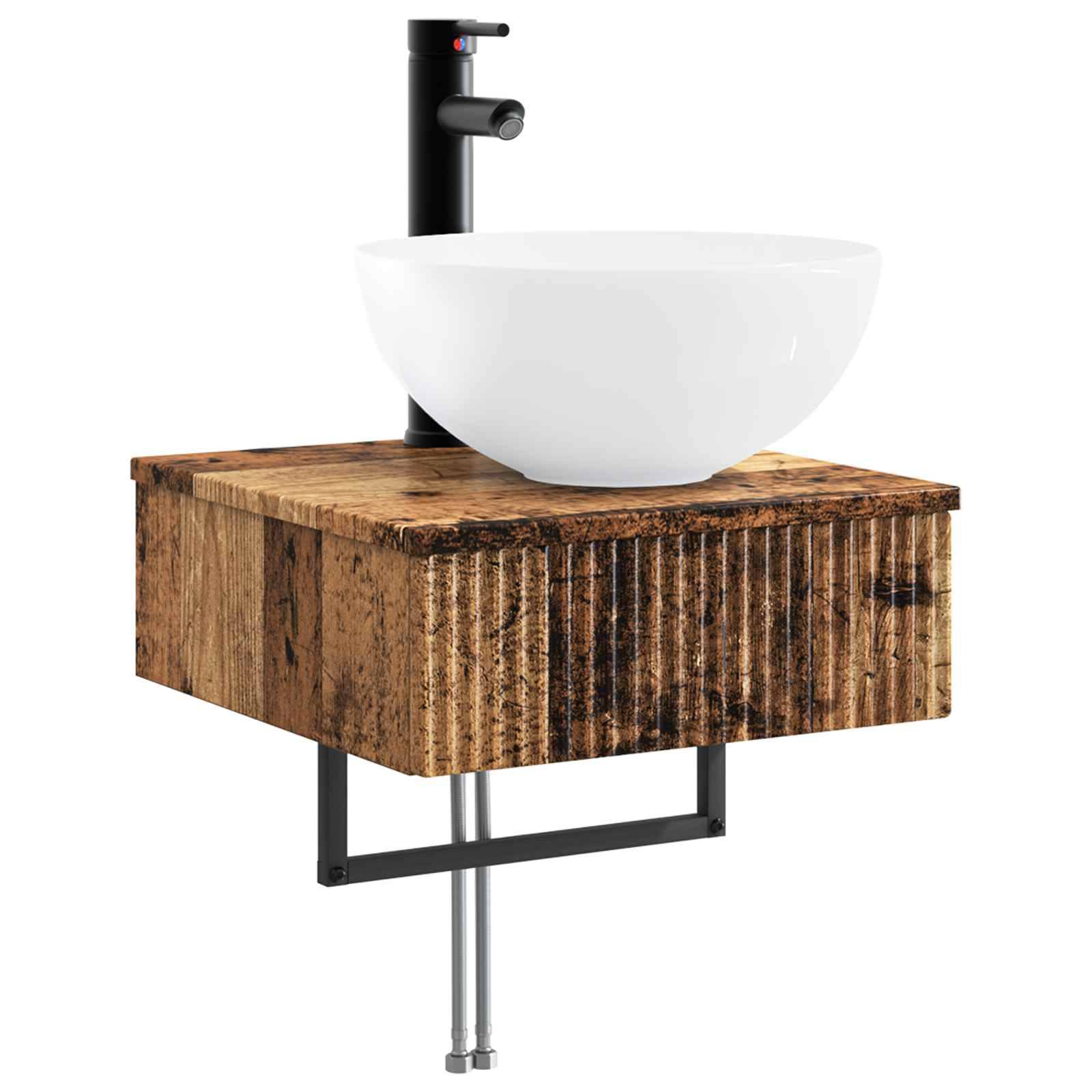 vidaXL Wandmontiertes Waschbecken Altholz 40 x 41 x 40,5 cm