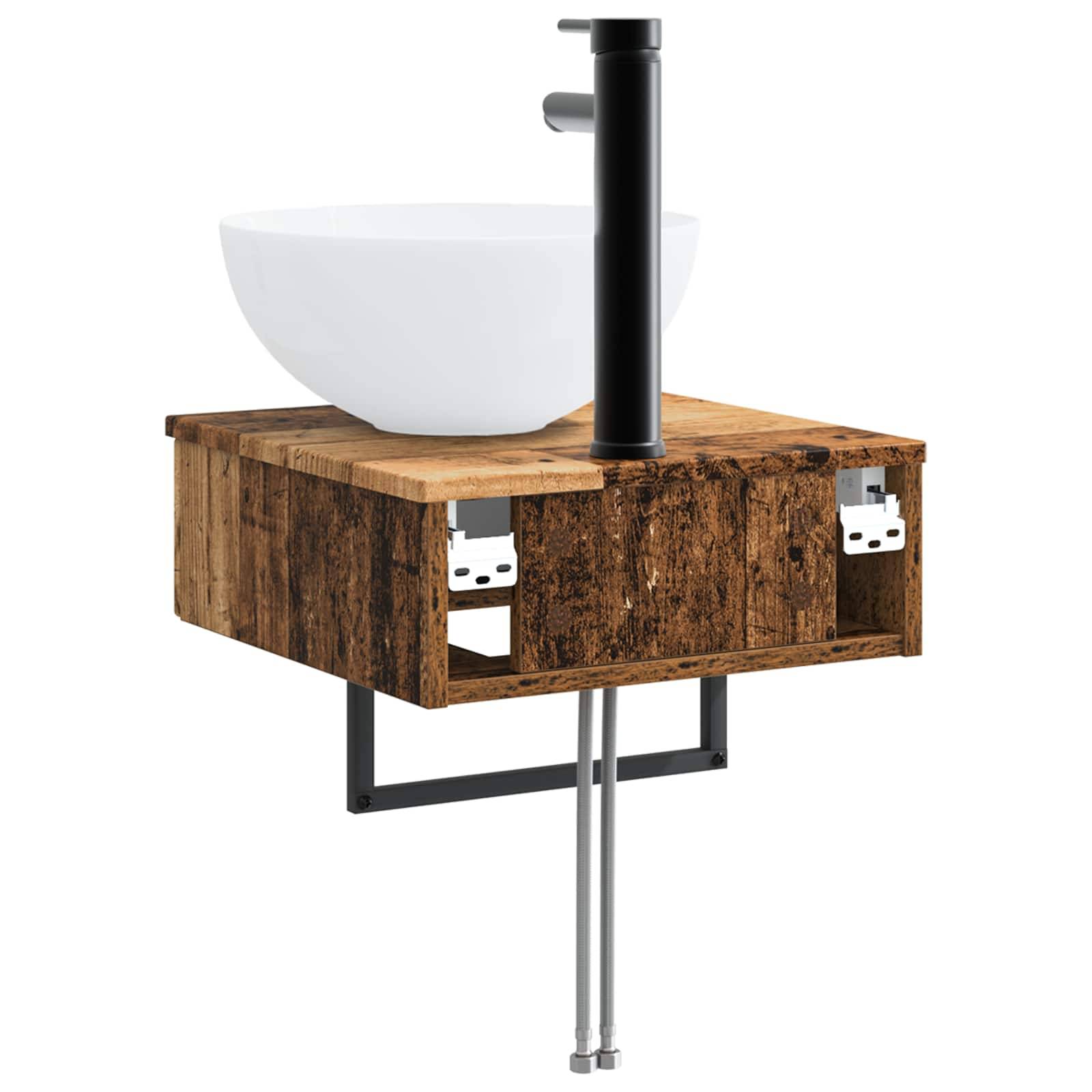 vidaXL Wandmontiertes Waschbecken Altholz 40 x 41 x 40,5 cm