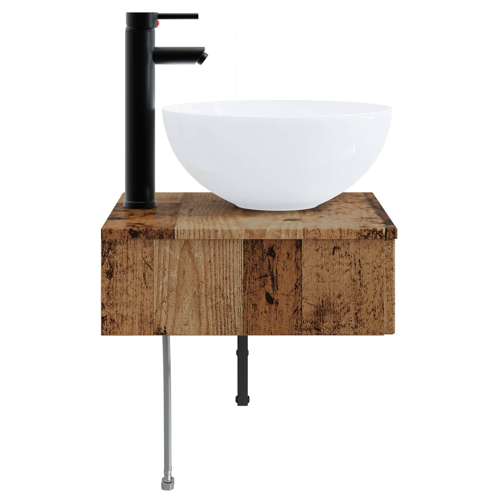 vidaXL Wandmontiertes Waschbecken Altholz 40 x 41 x 40,5 cm