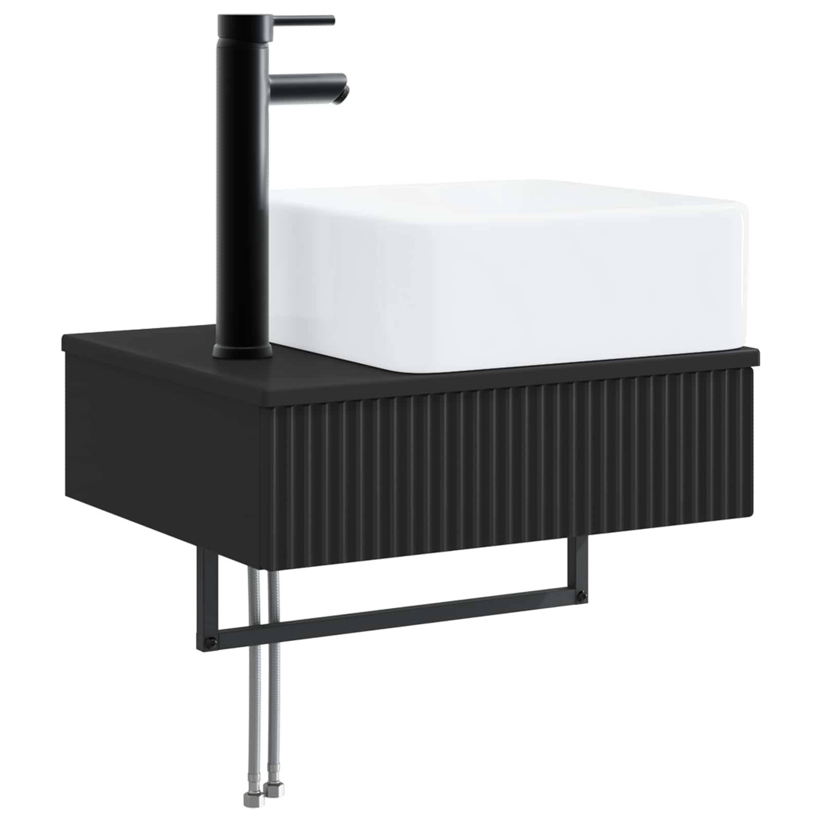 vidaXL Wandmontiertes Waschbecken Schwarz 50 x 41 x 39 cm