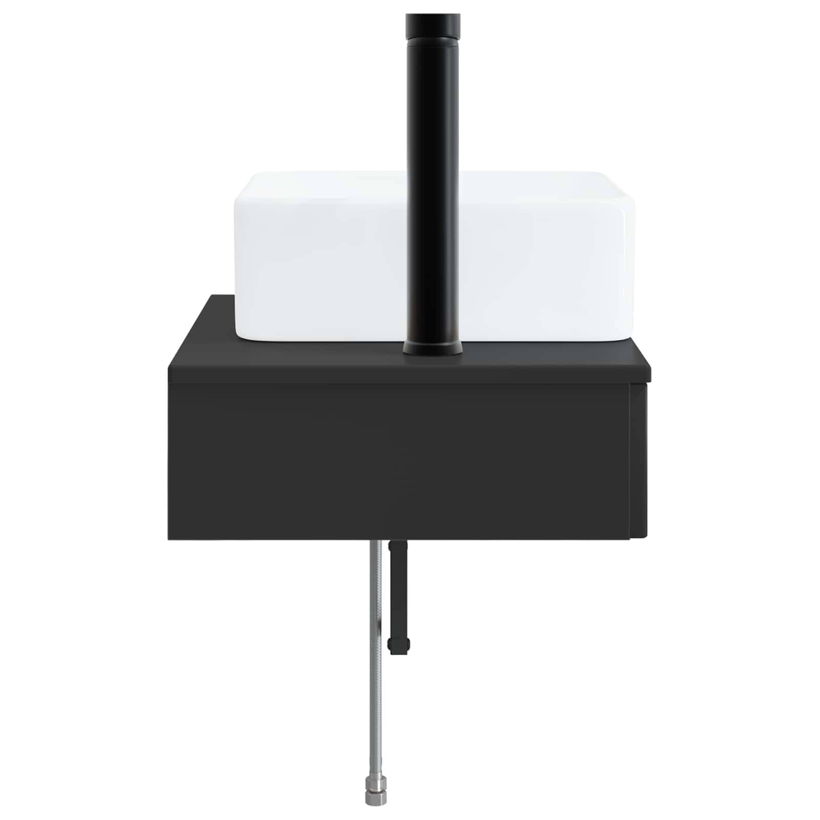 vidaXL Wandmontiertes Waschbecken Schwarz 50 x 41 x 39 cm