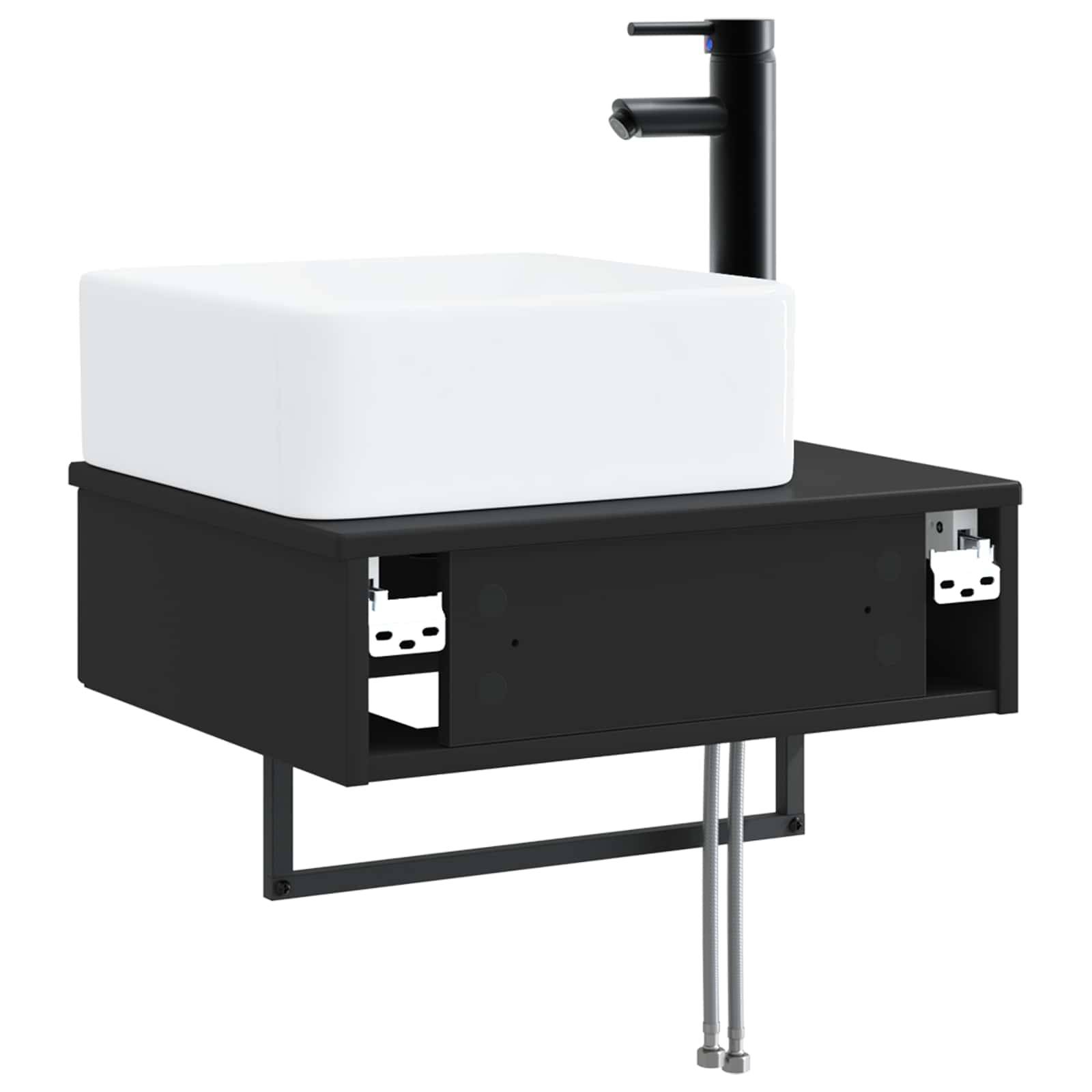 vidaXL Wandmontiertes Waschbecken Schwarz 50 x 41 x 39 cm