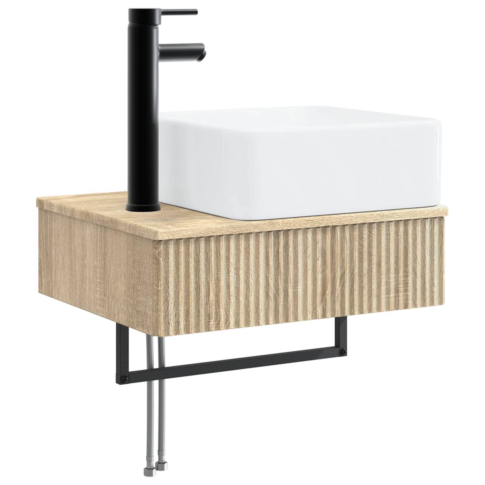 vidaXL Wandmontiertes Waschbecken Sonoma-Eiche 50 x 41 x 39 cm