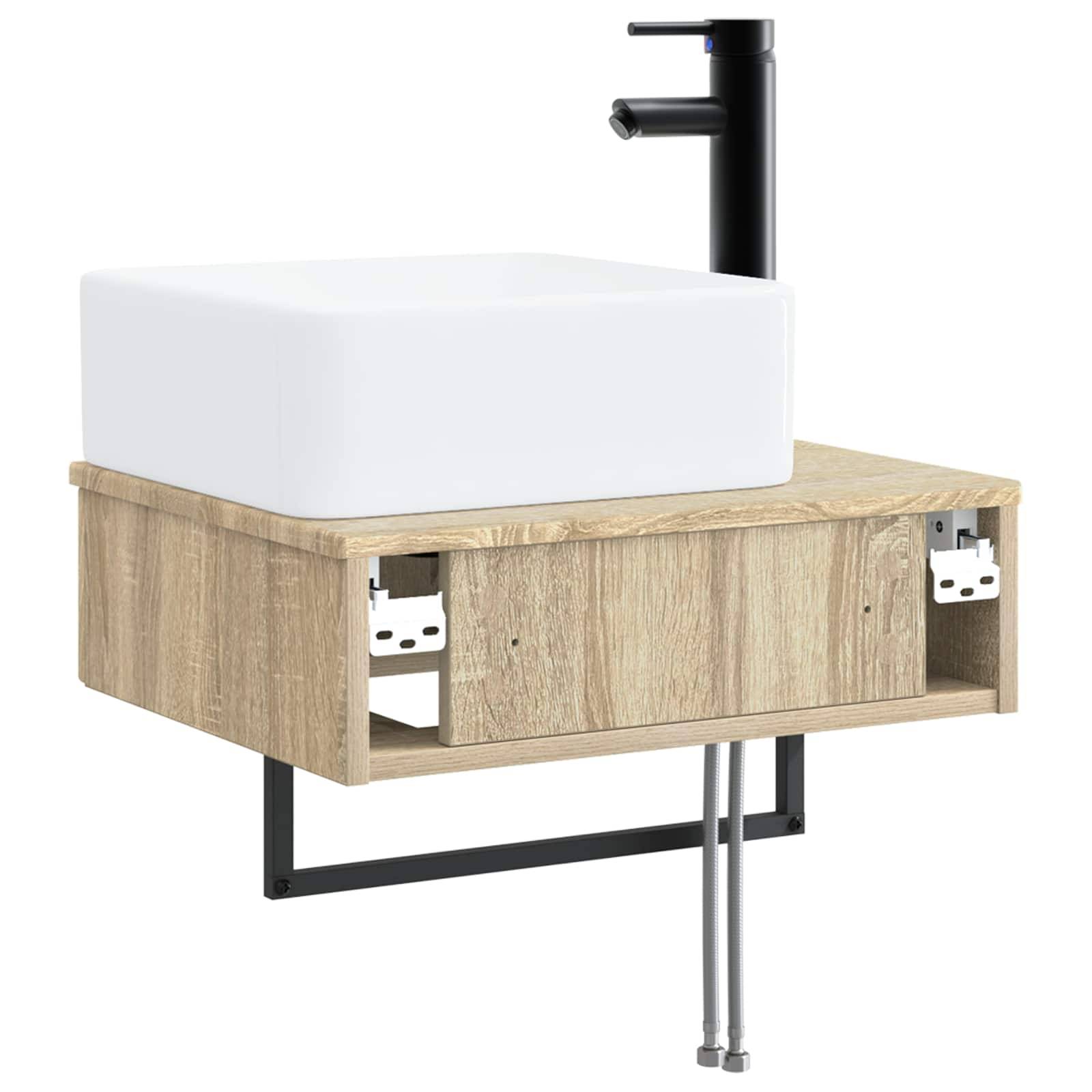 vidaXL Wandmontiertes Waschbecken Sonoma-Eiche 50 x 41 x 39 cm
