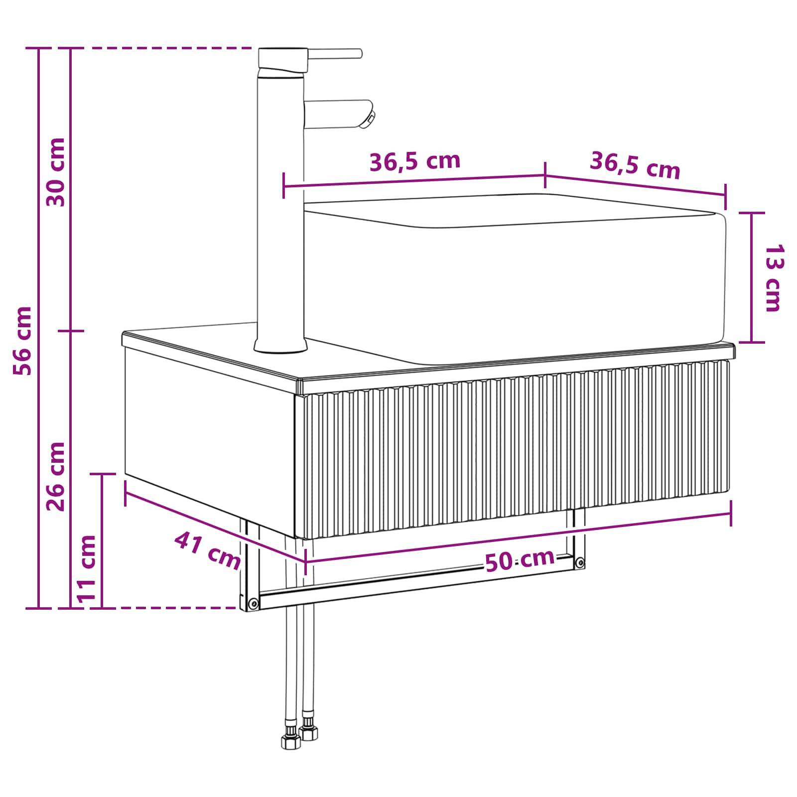 vidaXL Wandmontiertes Waschbecken Sonoma-Eiche 50 x 41 x 39 cm