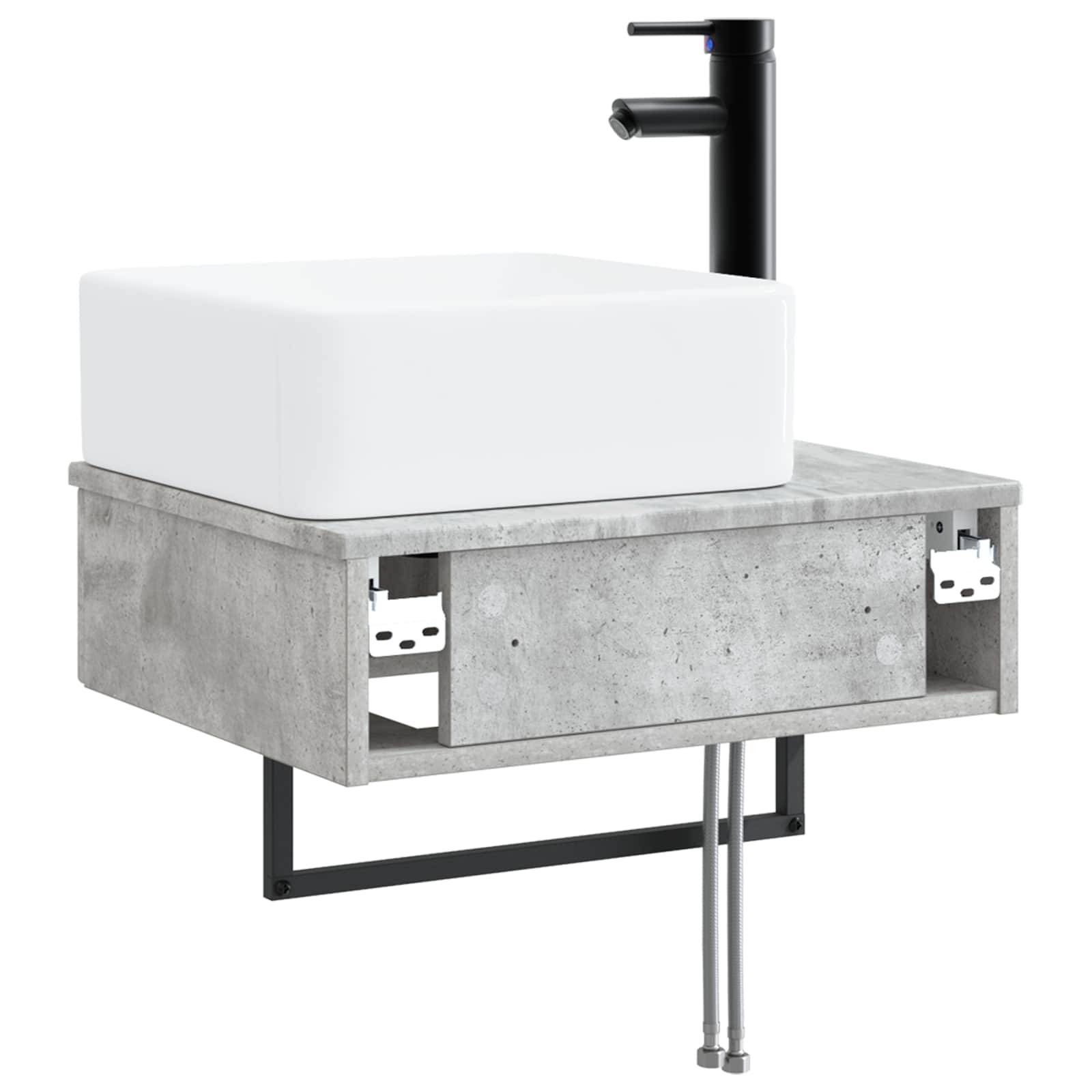 vidaXL Wandmontiertes Waschbecken Betongrau 50 x 41 x 39 cm