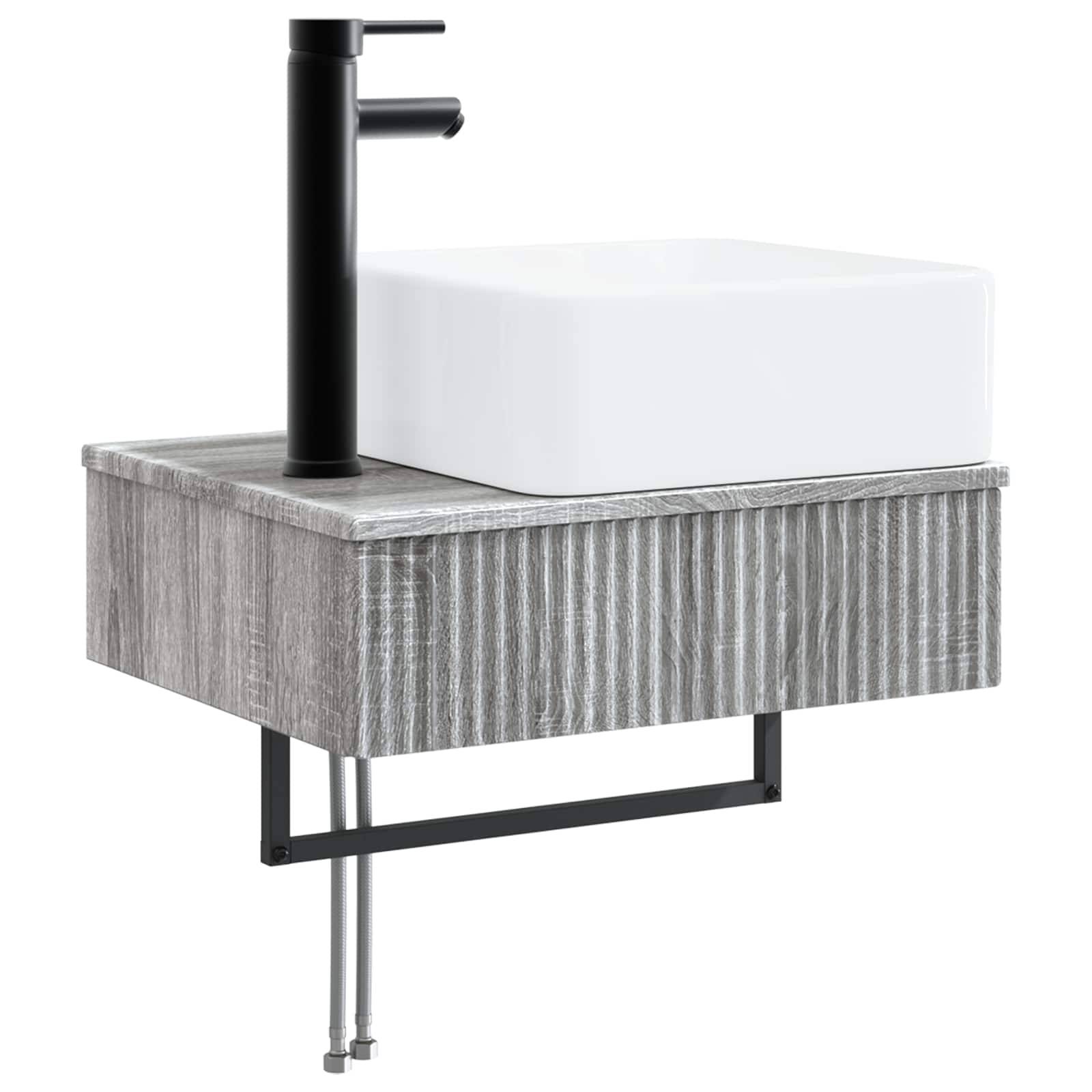 vidaXL Wandmontiertes Waschbecken Grau Sonoma 50 x 41 x 39 cm