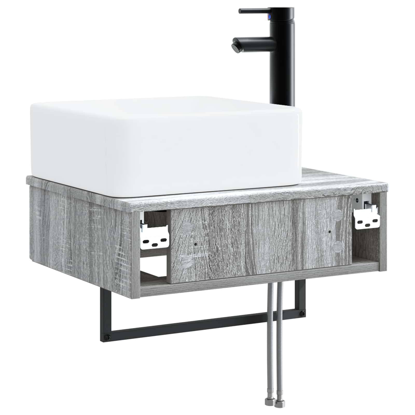 vidaXL Wandmontiertes Waschbecken Grau Sonoma 50 x 41 x 39 cm
