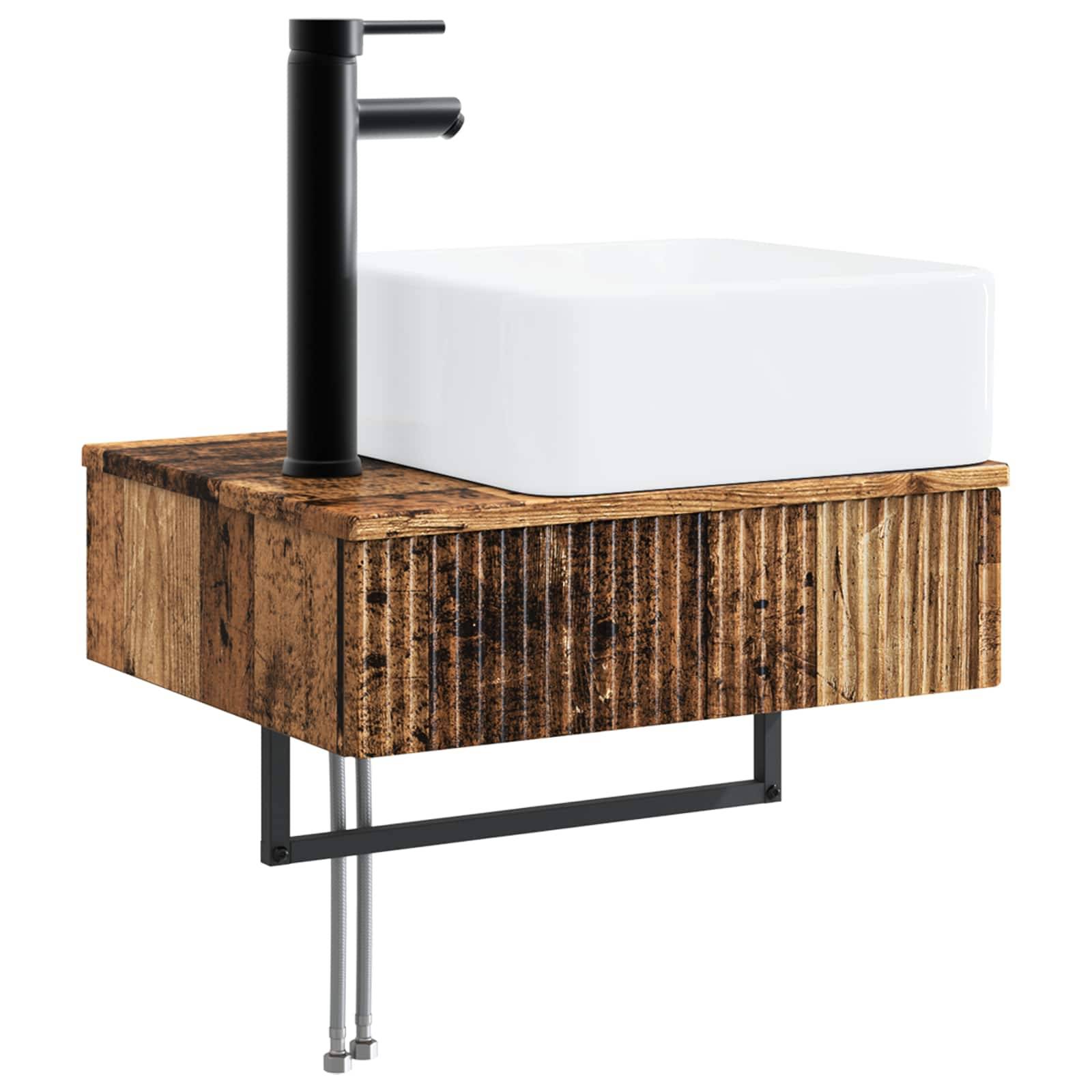 vidaXL Wandmontiertes Waschbecken Altholz 50 x 41 x 39 cm