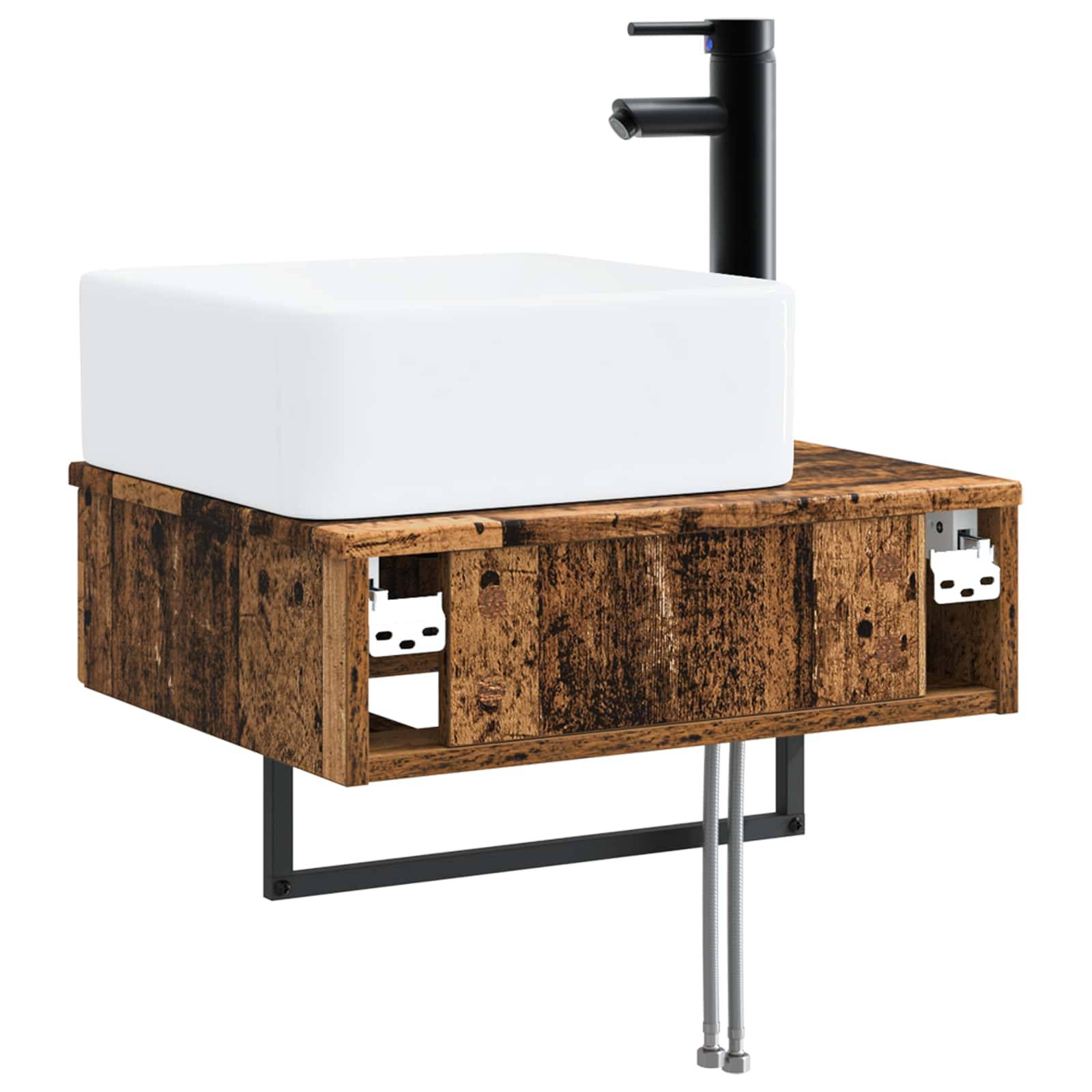 vidaXL Wandmontiertes Waschbecken Altholz 50 x 41 x 39 cm