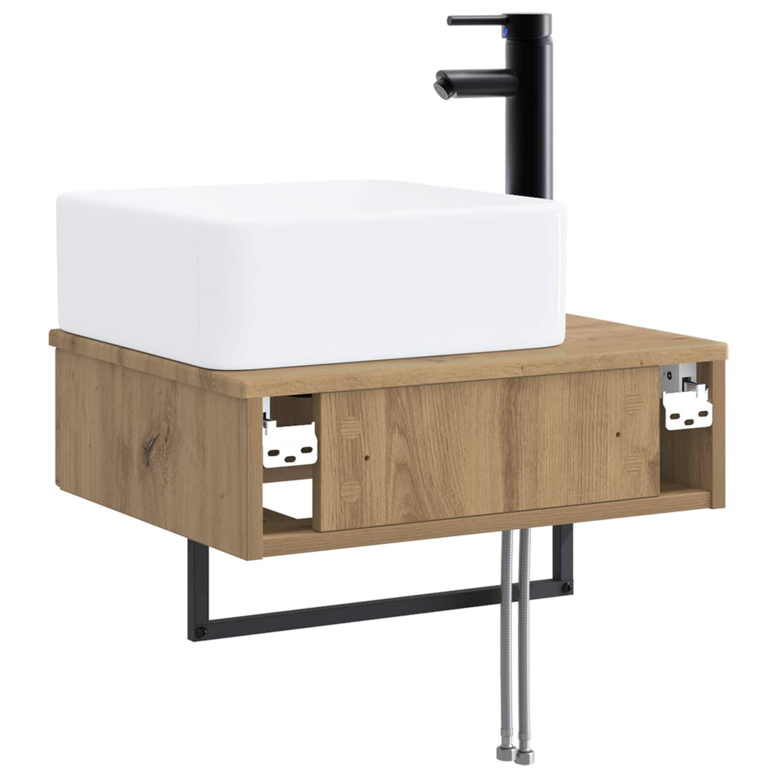 vidaXL Wandmontiertes Waschbecken Artisan-Eiche 50 x 41 x 39 cm