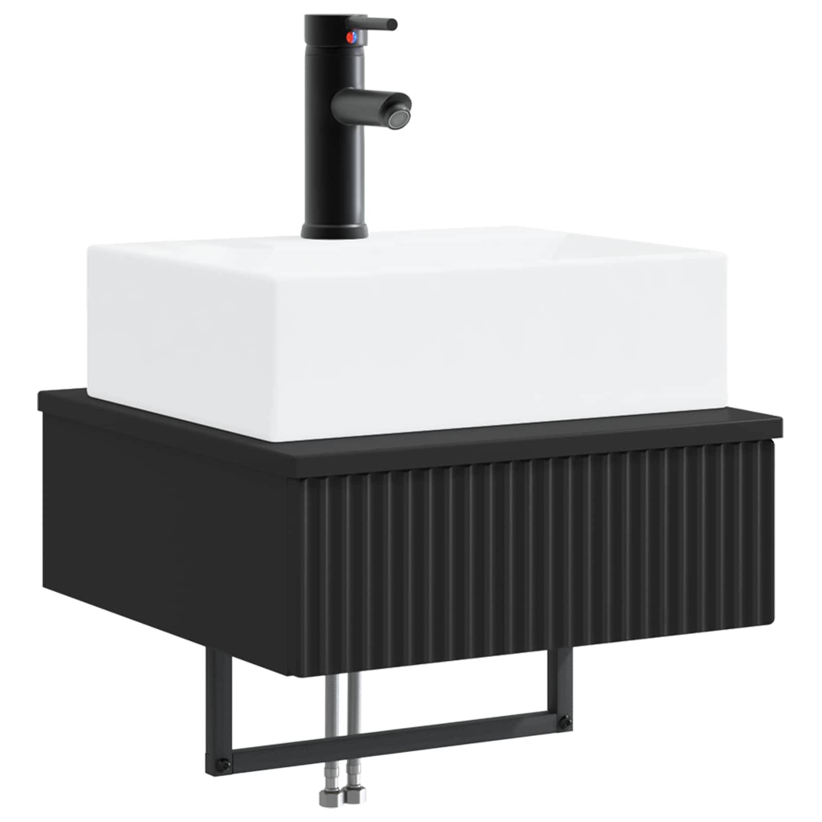 vidaXL Wandmontiertes Waschbecken Schwarz 40 x 41 x 39 cm