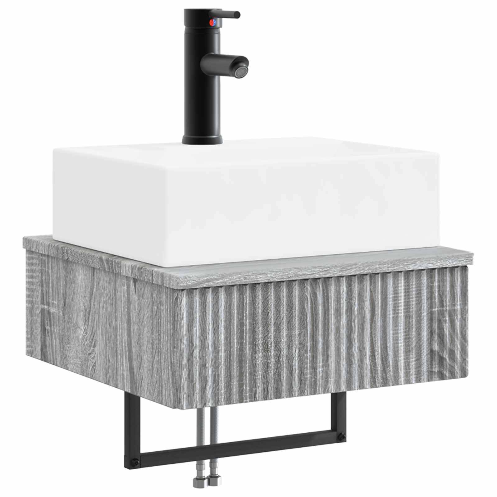 vidaXL Wandmontiertes Waschbecken Grau Sonoma 40 x 41 x 39 cm