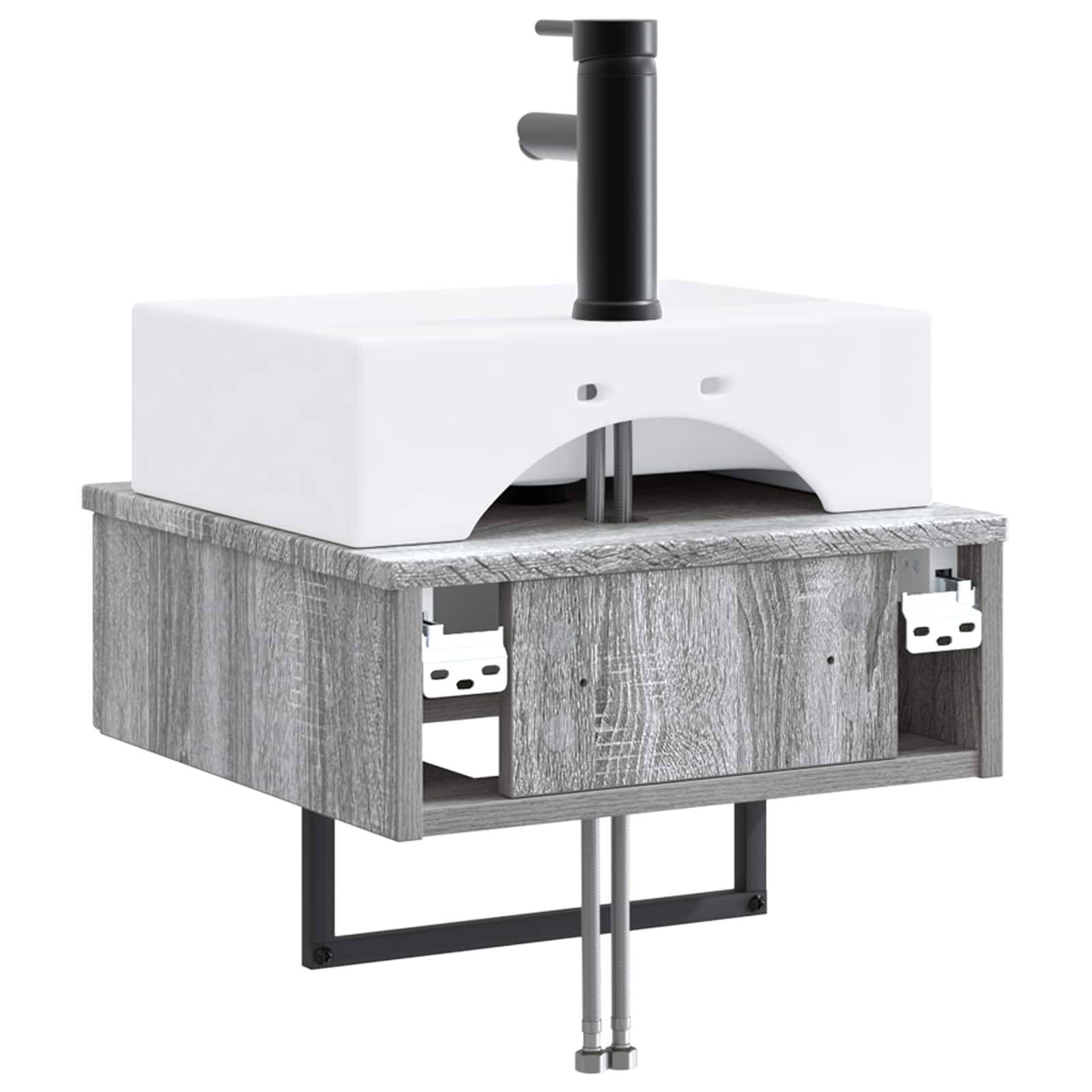 vidaXL Wandmontiertes Waschbecken Grau Sonoma 40 x 41 x 39 cm