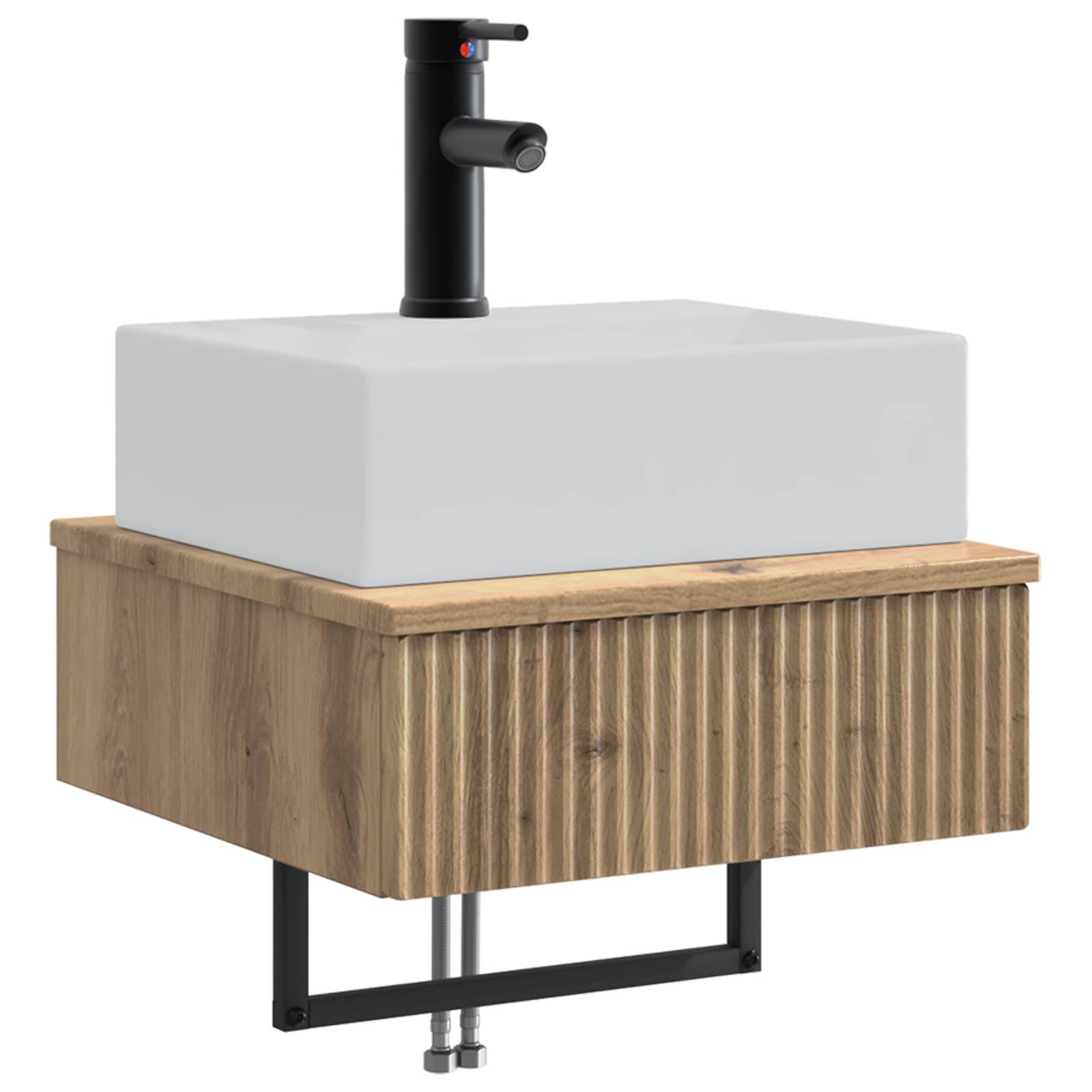 vidaXL Wandmontiertes Waschbecken Artisan-Eiche 40 x 41 x 39 cm