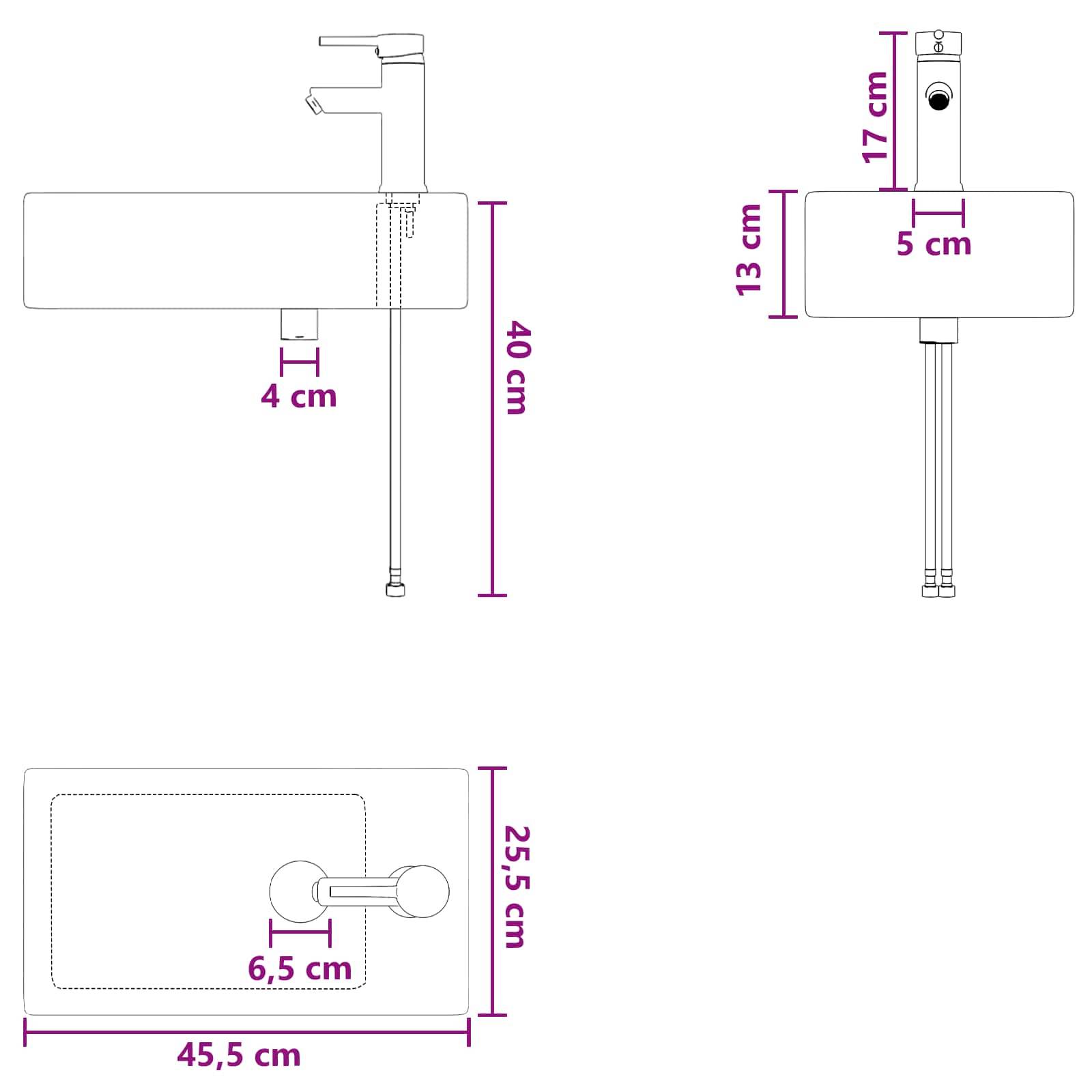 vidaXL Waschbecken fürs Badezimmer Chrom 45,5 x 25,5 x 13 cm Metall