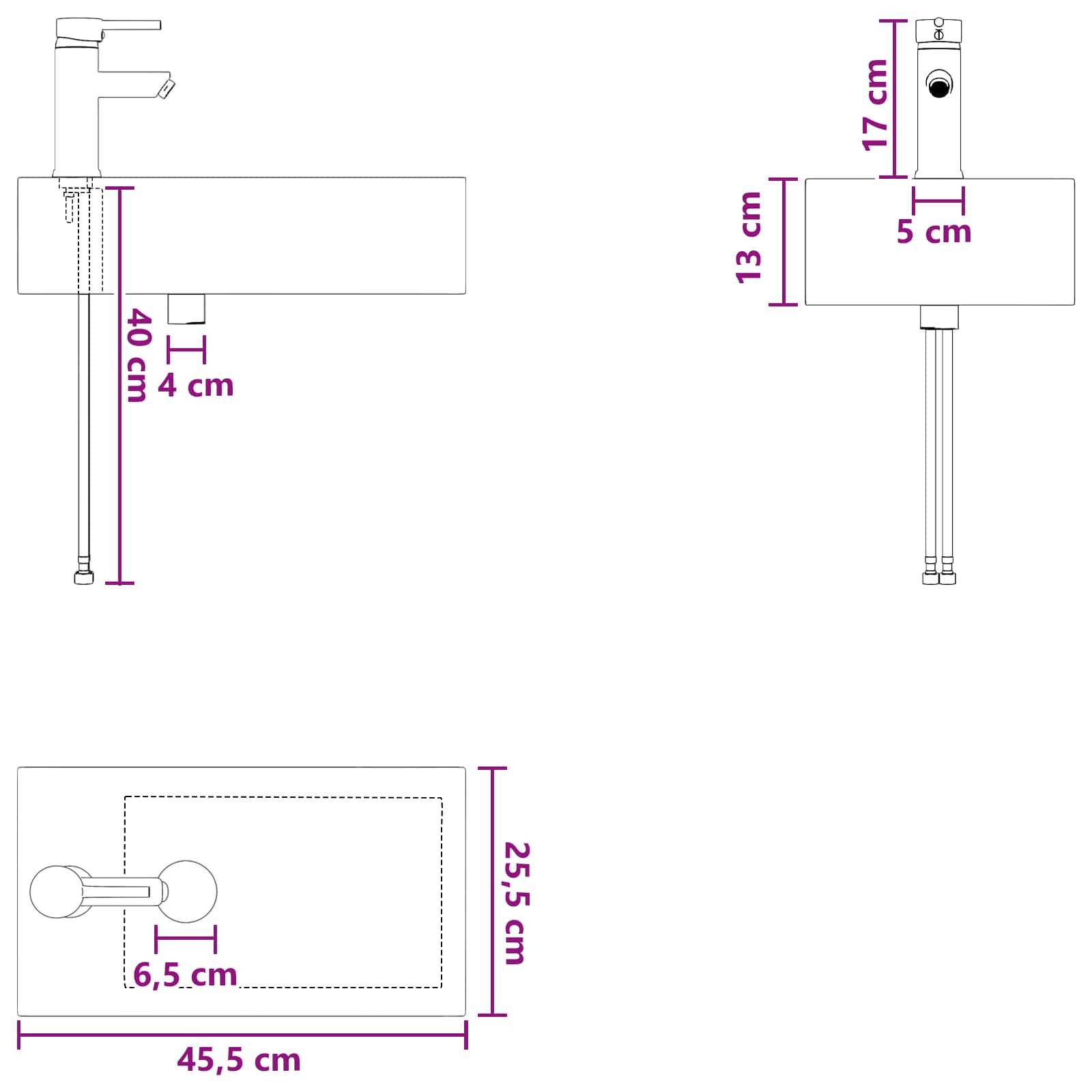 vidaXL Waschbecken fürs Badezimmer Chrom 45,5 x 25,5 x 13 cm Metall