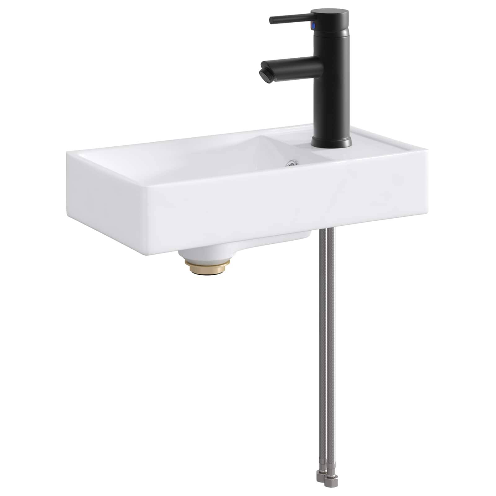 vidaXL Waschbecken fürs Badezimmer Matt Schwarz 40,5 x 22,5 x 11,5 cm