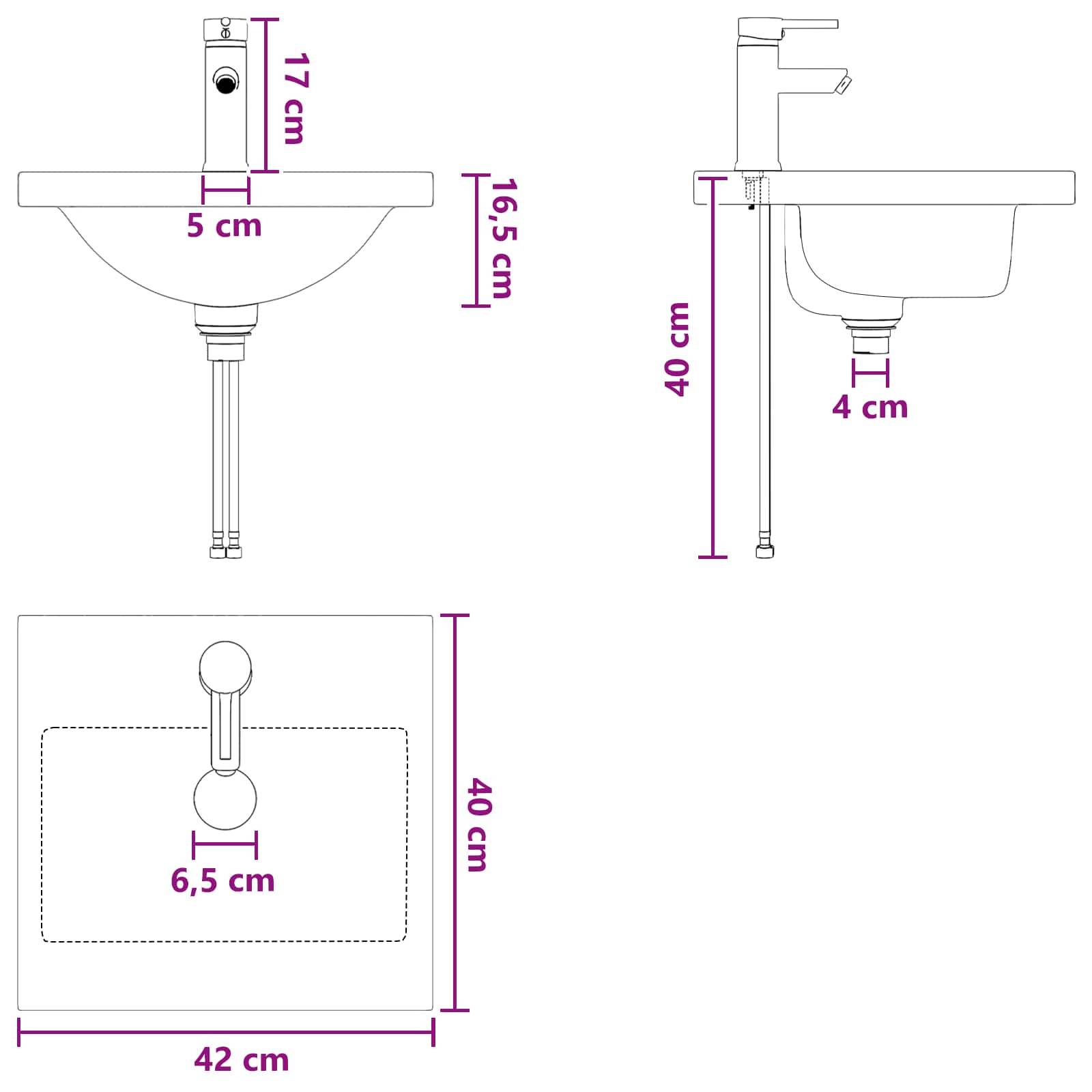 vidaXL Waschbecken fürs Badezimmer Chrom 42 x 40 x 16,5 cm Metall