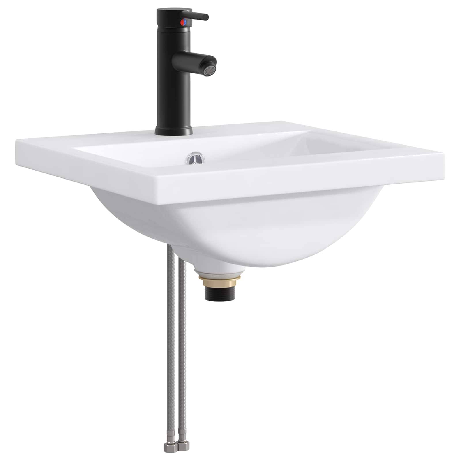 vidaXL Waschbecken fürs Badezimmer Matt Schwarz 42 x 40 x 16,5 cm