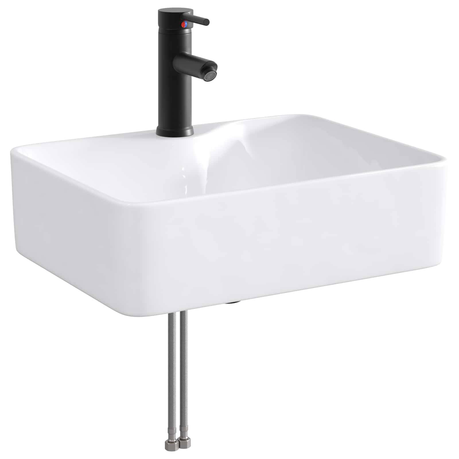 vidaXL Waschbecken fürs Badezimmer Matt Schwarz 48,5 x 37,5 x 13 cm