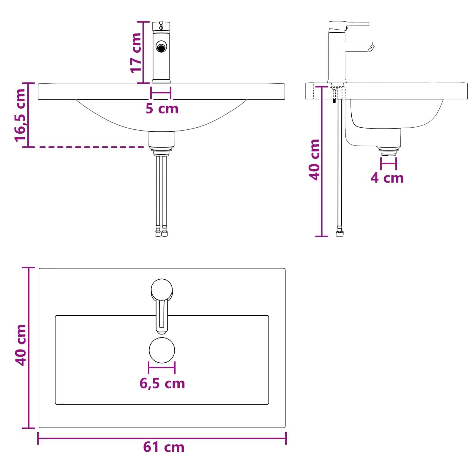 vidaXL Waschbecken fürs Badezimmer Chrom 61 x 40 x 16,5 cm Metall
