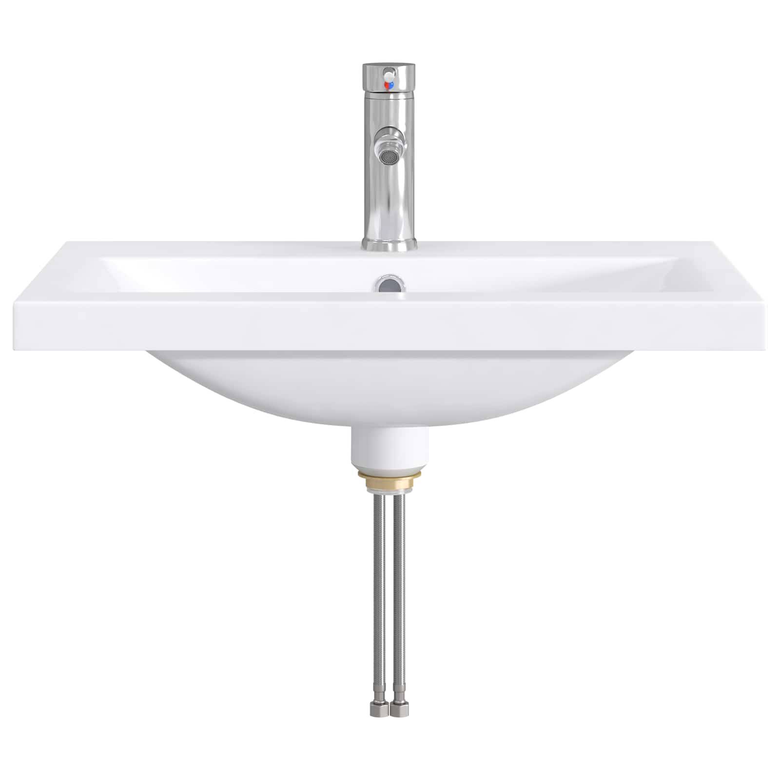 vidaXL Waschbecken fürs Badezimmer Chrom 61 x 40 x 16,5 cm Metall