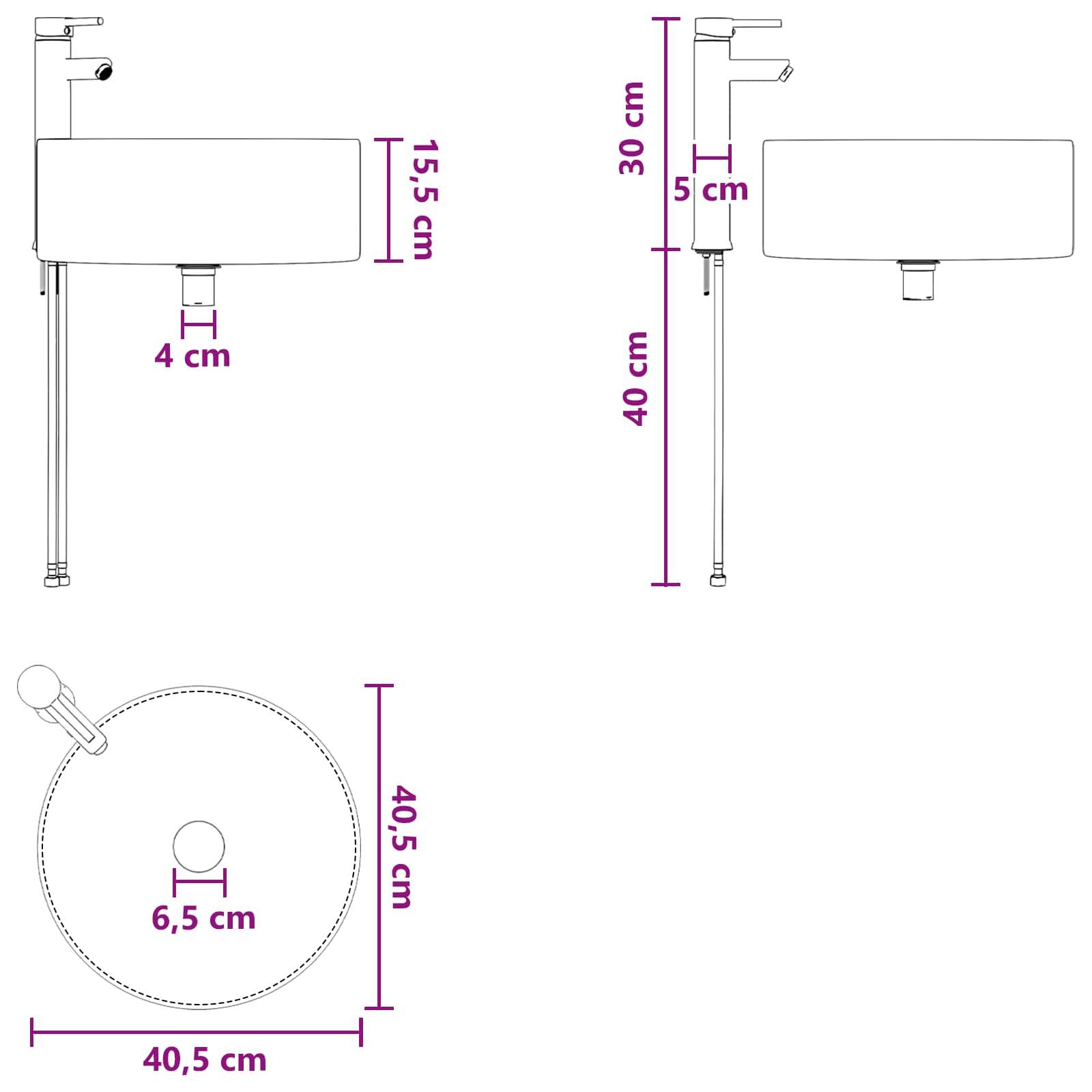 vidaXL Waschbecken fürs Badezimmer Chrom 40,5 x 40,5 x 15,5 cm Metall