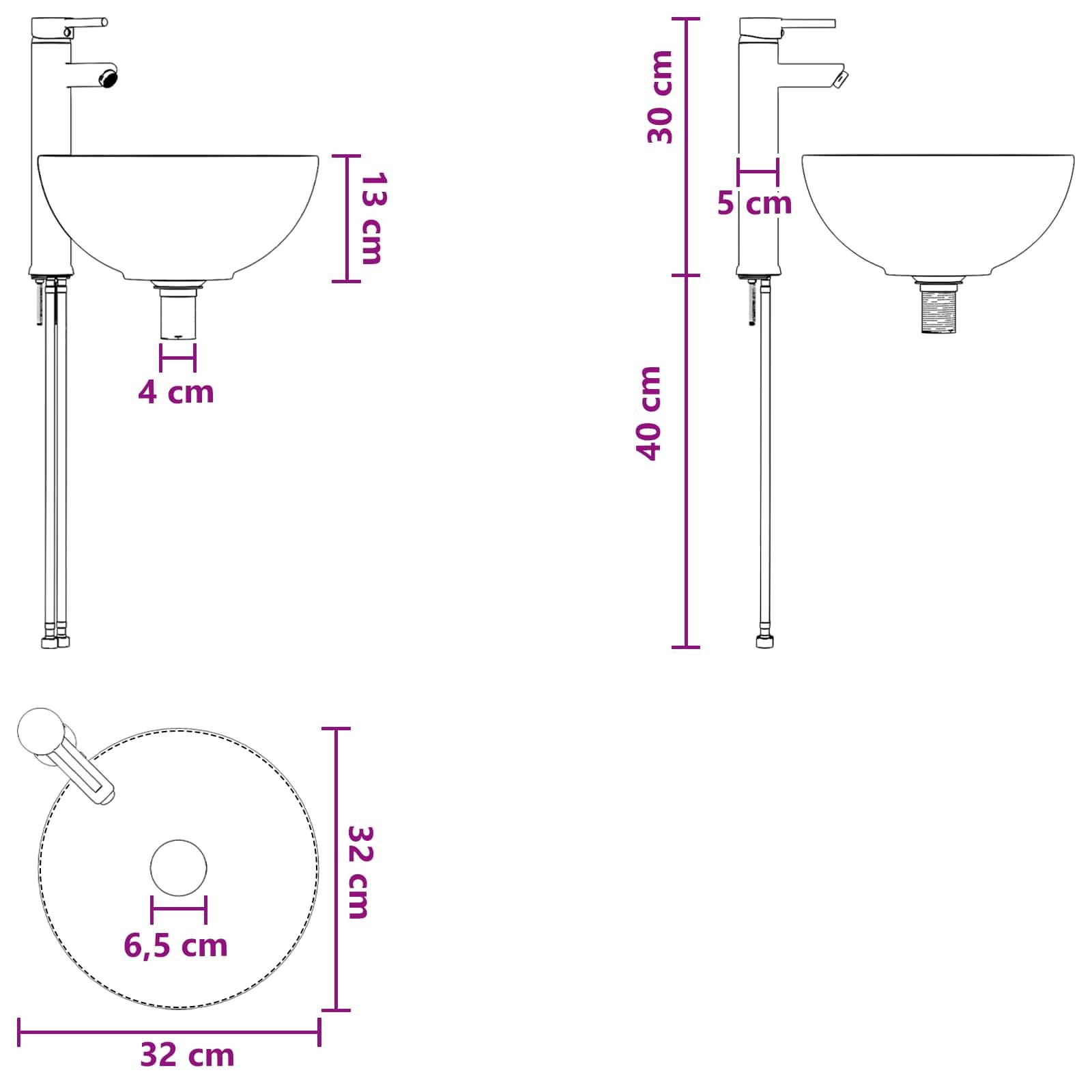 vidaXL Waschbecken fürs Badezimmer Chrom 32 x 32 x 13 cm Metall