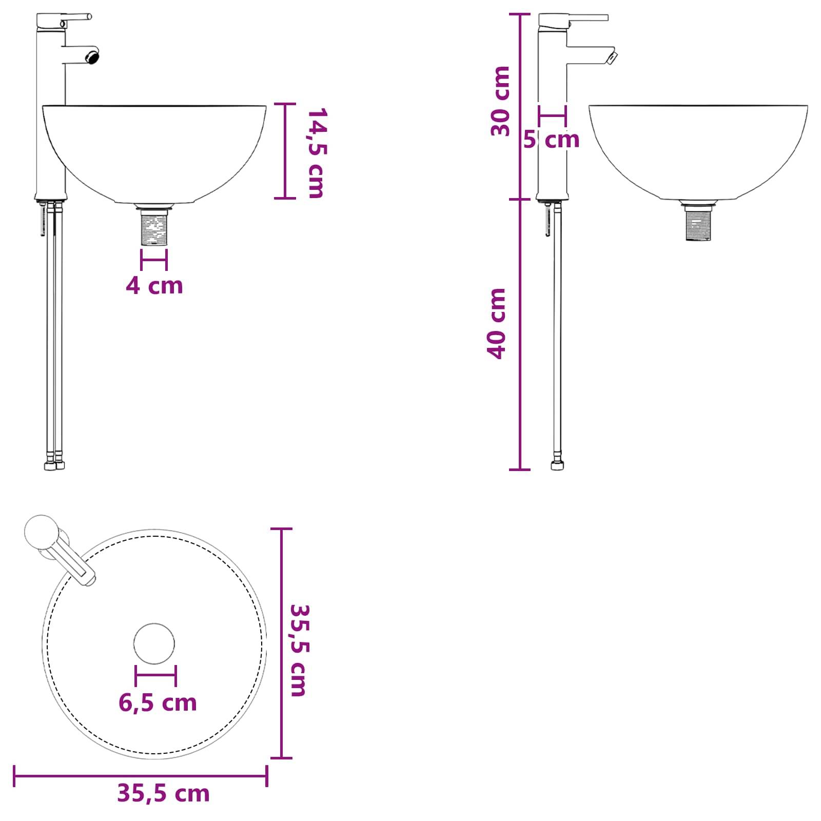 vidaXL Waschbecken fürs Badezimmer Chrom 35,5 x 35,5 x 14,5 cm Metall