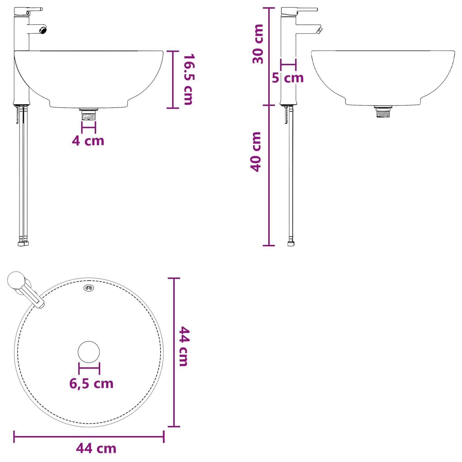 vidaXL Waschbecken fürs Badezimmer Chrom 44 x 44 x 16 cm Metall