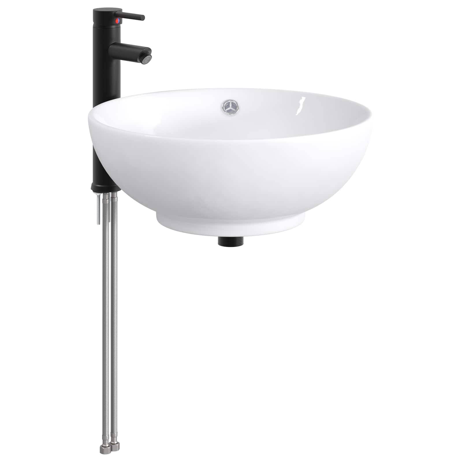 vidaXL Waschbecken fürs Badezimmer Matt Schwarz 44 x 44 x 16 cm Metall