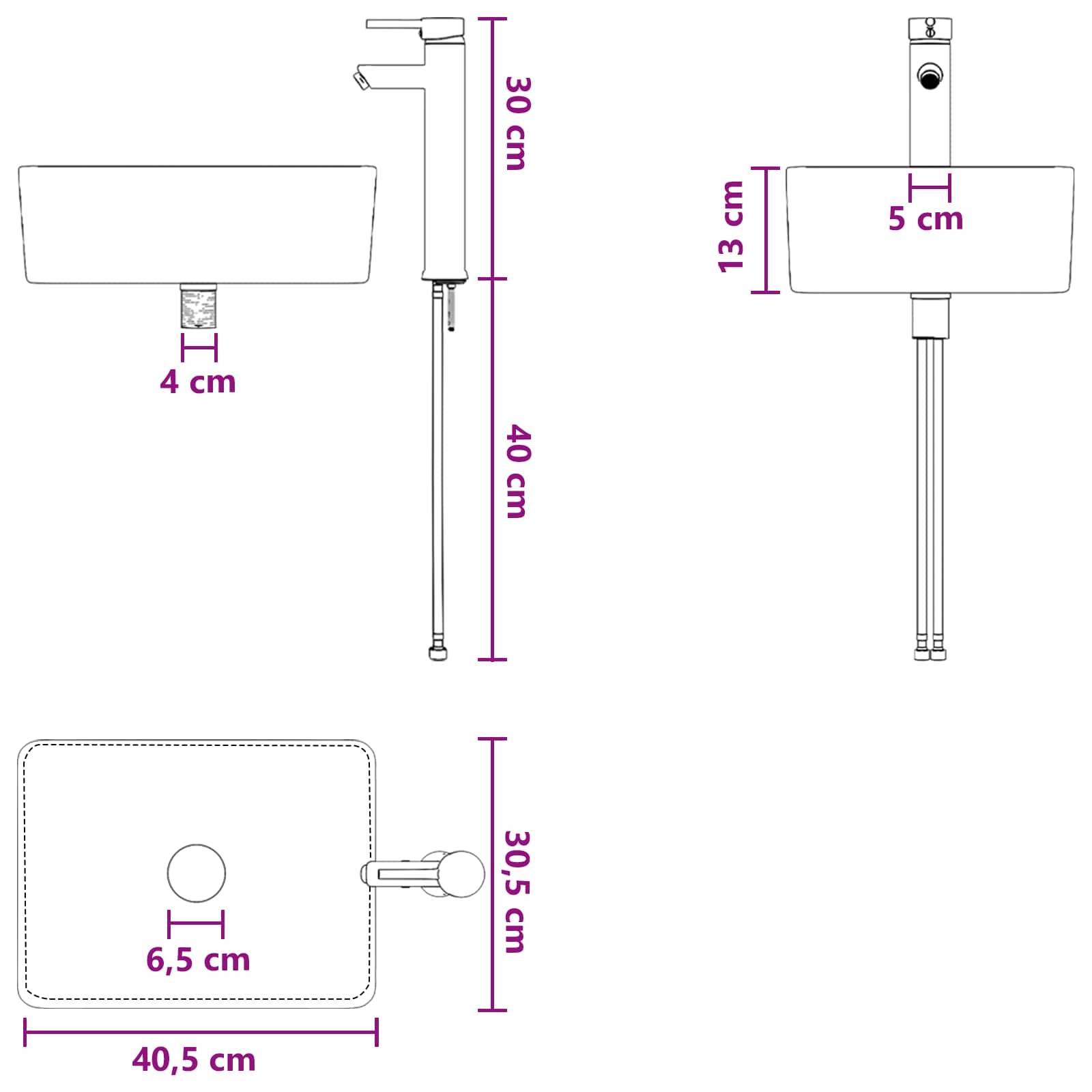 vidaXL Waschbecken fürs Badezimmer Chrom 40,5 x 30,5 x 13 cm Metall