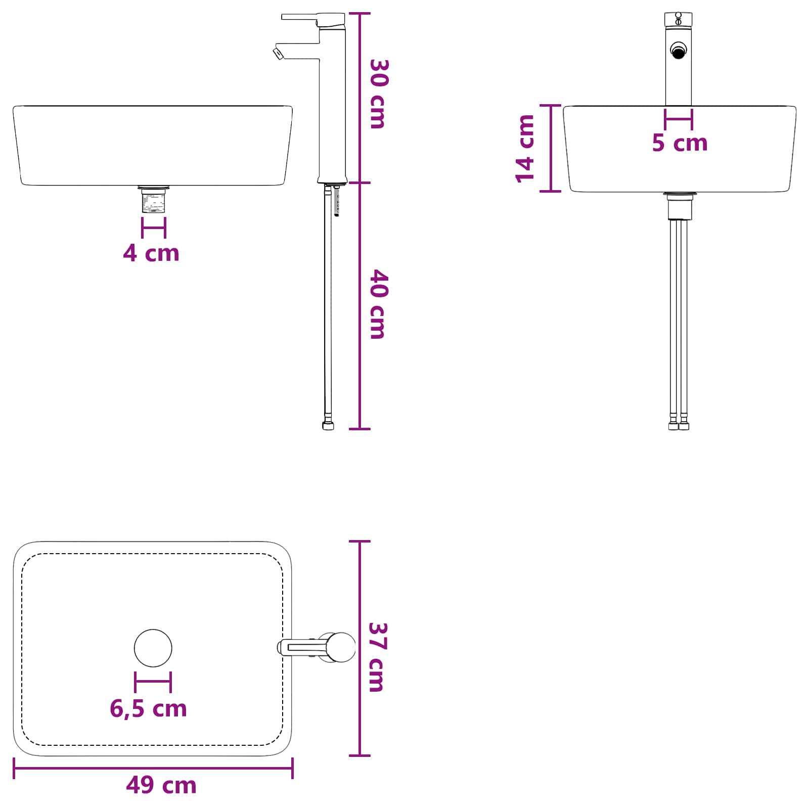 vidaXL Waschbecken fürs Badezimmer Chrom 49 x 37 x 14 cm Metall