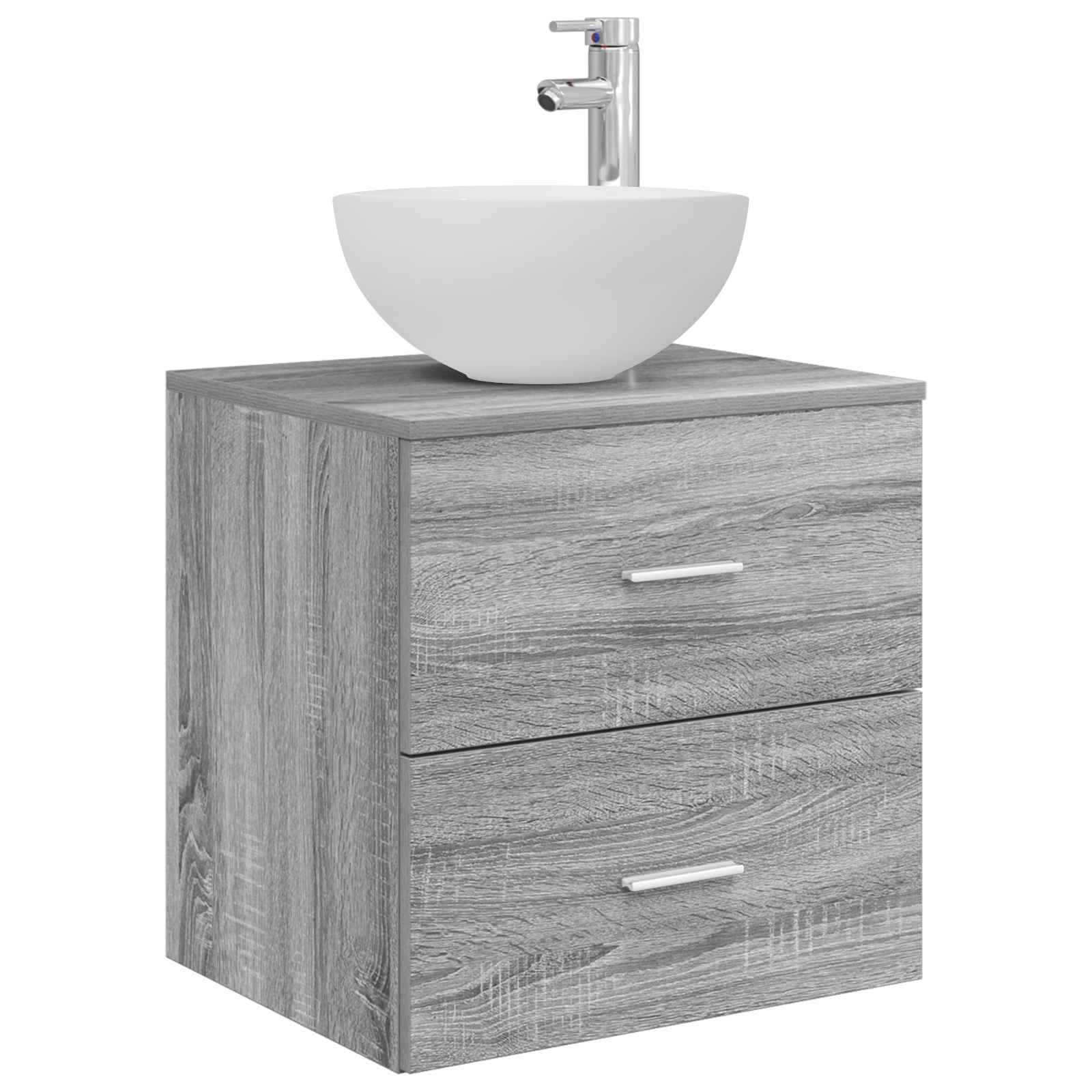 vidaXL Wandmontierte Waschbeckenschränke Grau Sonoma 49,5 x 35 x 63 cm