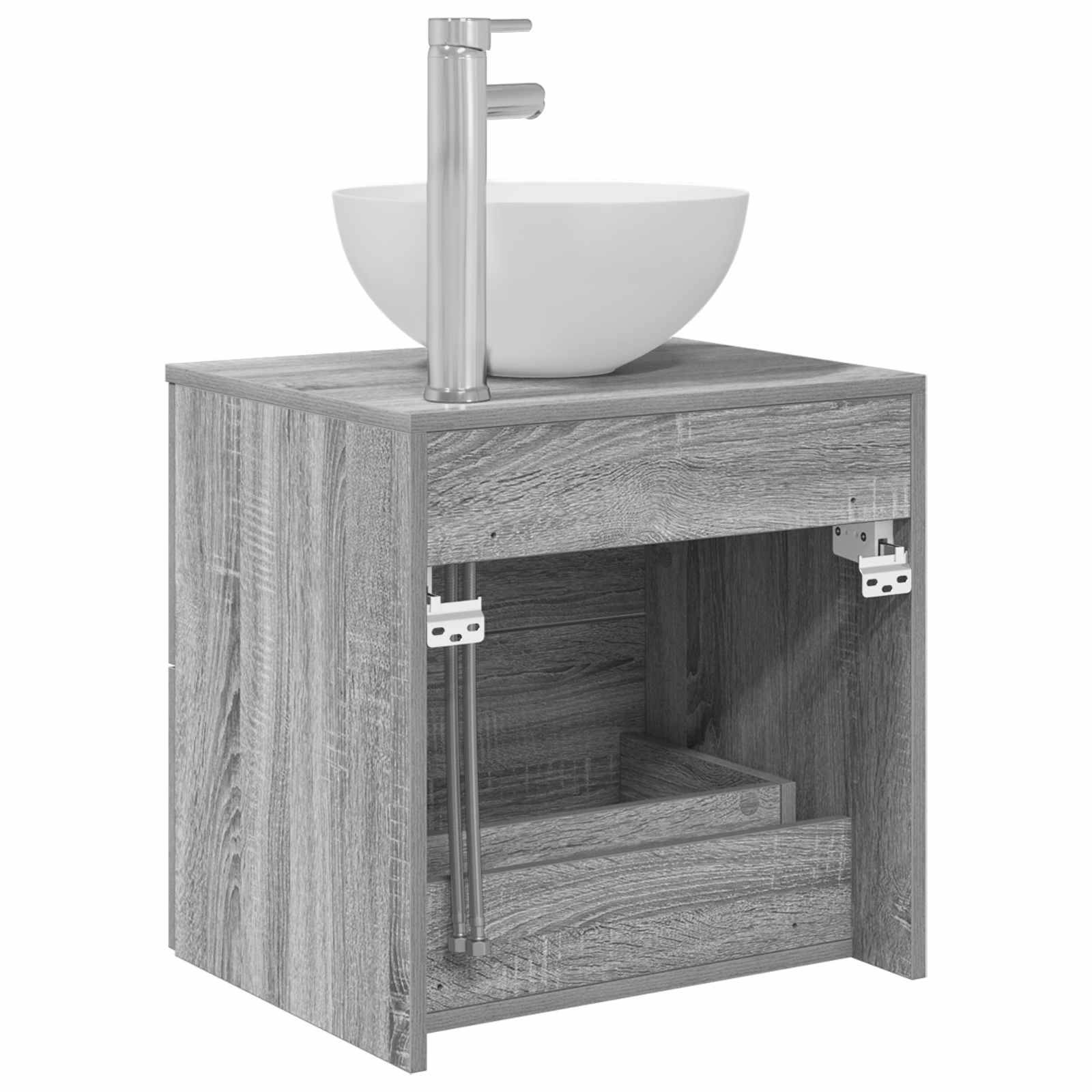 vidaXL Wandmontierte Waschbeckenschränke Grau Sonoma 49,5 x 35 x 63 cm