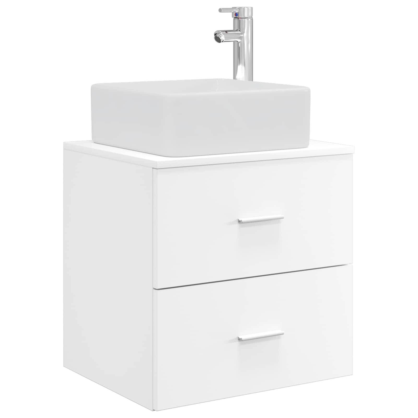 vidaXL Wandmontierte Waschtisch Weiß 49,5 x 41 x 63 cm Holzwerkstoff