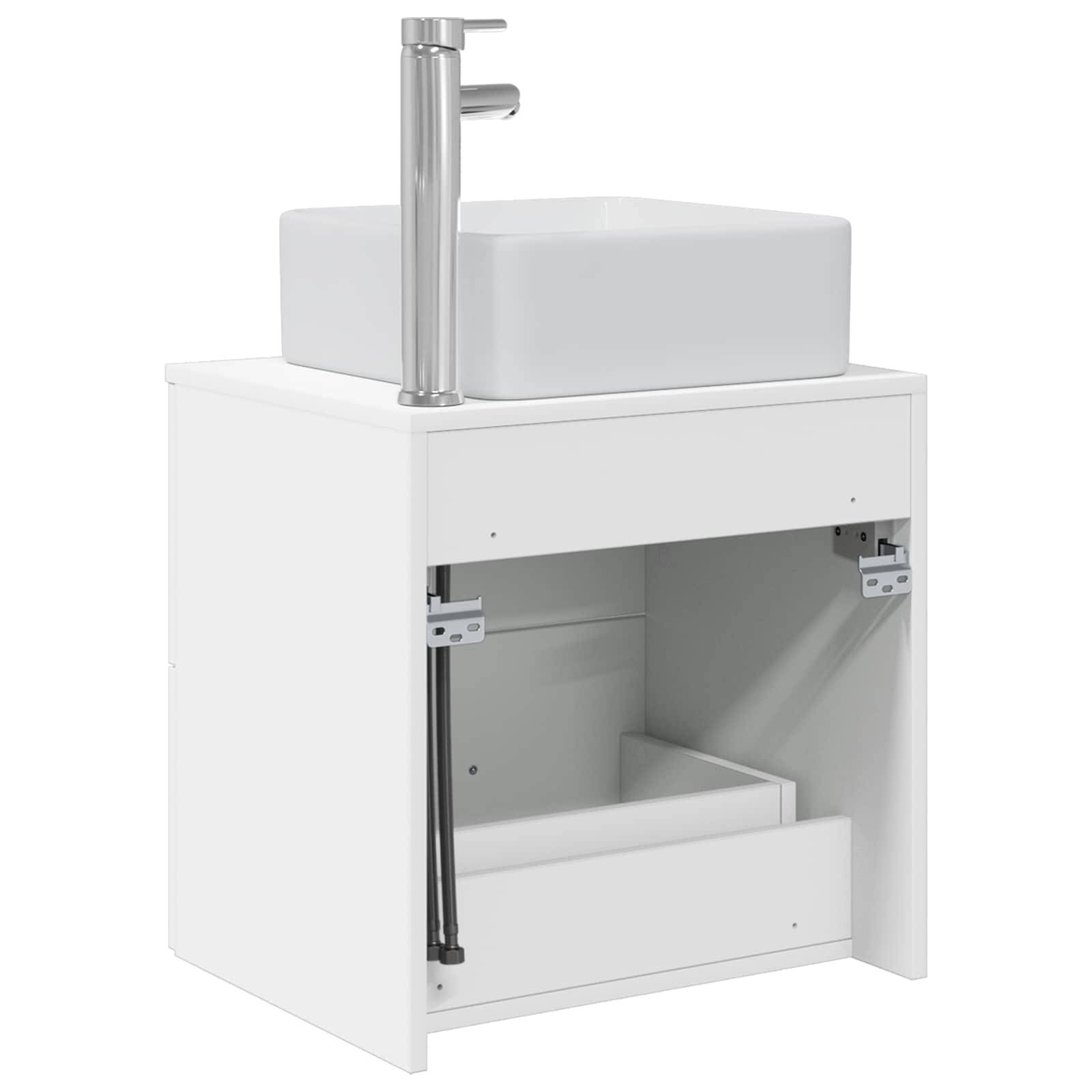 vidaXL Wandmontierte Waschtisch Weiß 49,5 x 41 x 63 cm Holzwerkstoff