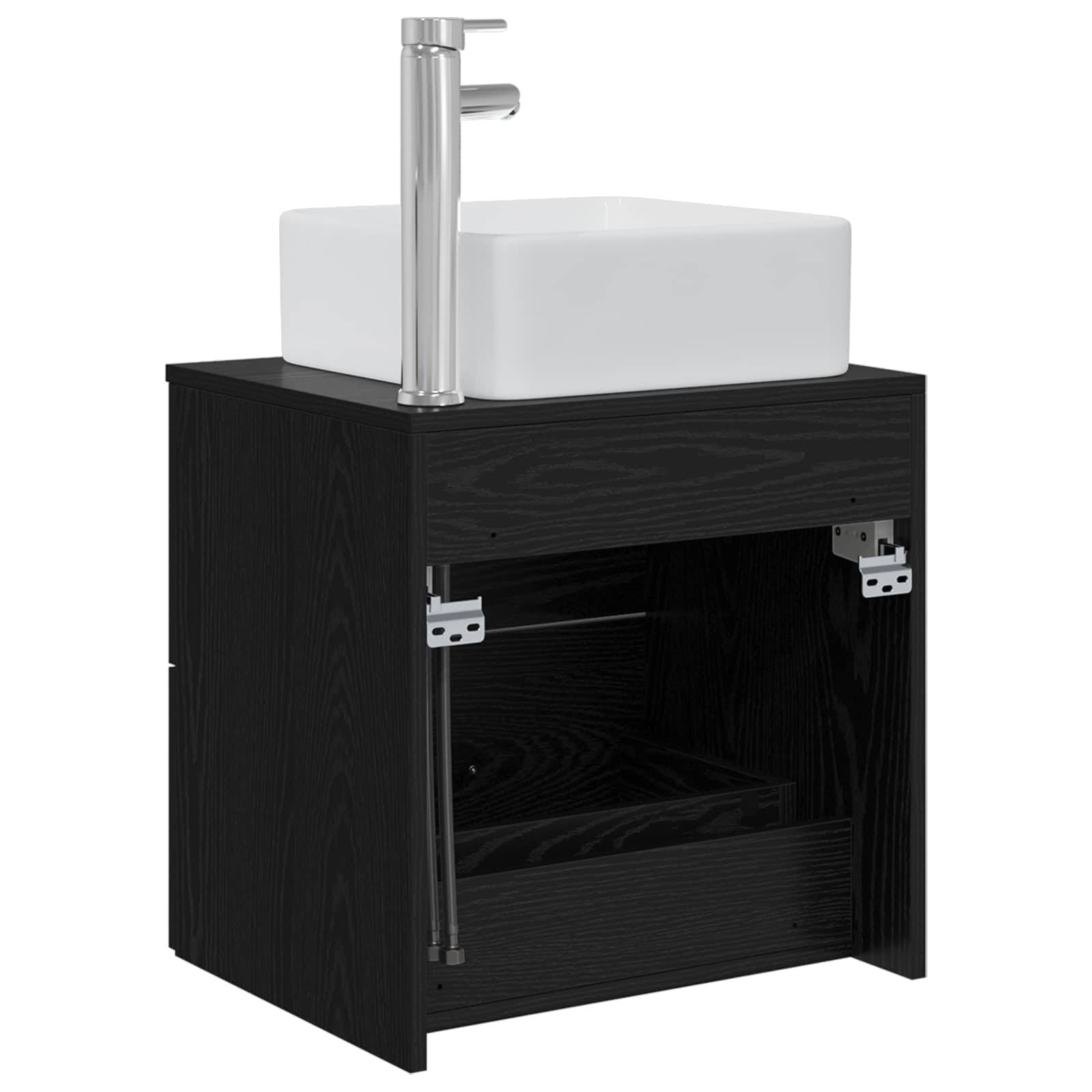 vidaXL Wandmontierte Waschtisch Schwarze Eiche 49,5 x 41 x 63 cm