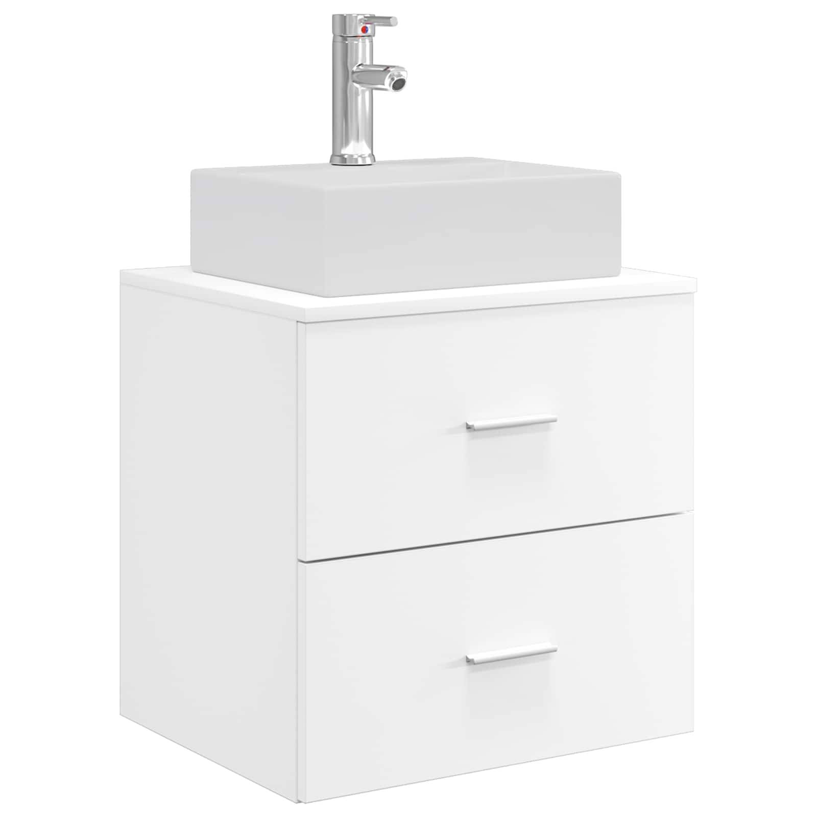 vidaXL Wandmontierte Waschtisch Weiß 49,5 x 41 x 62,5 cm Holzwerkstoff