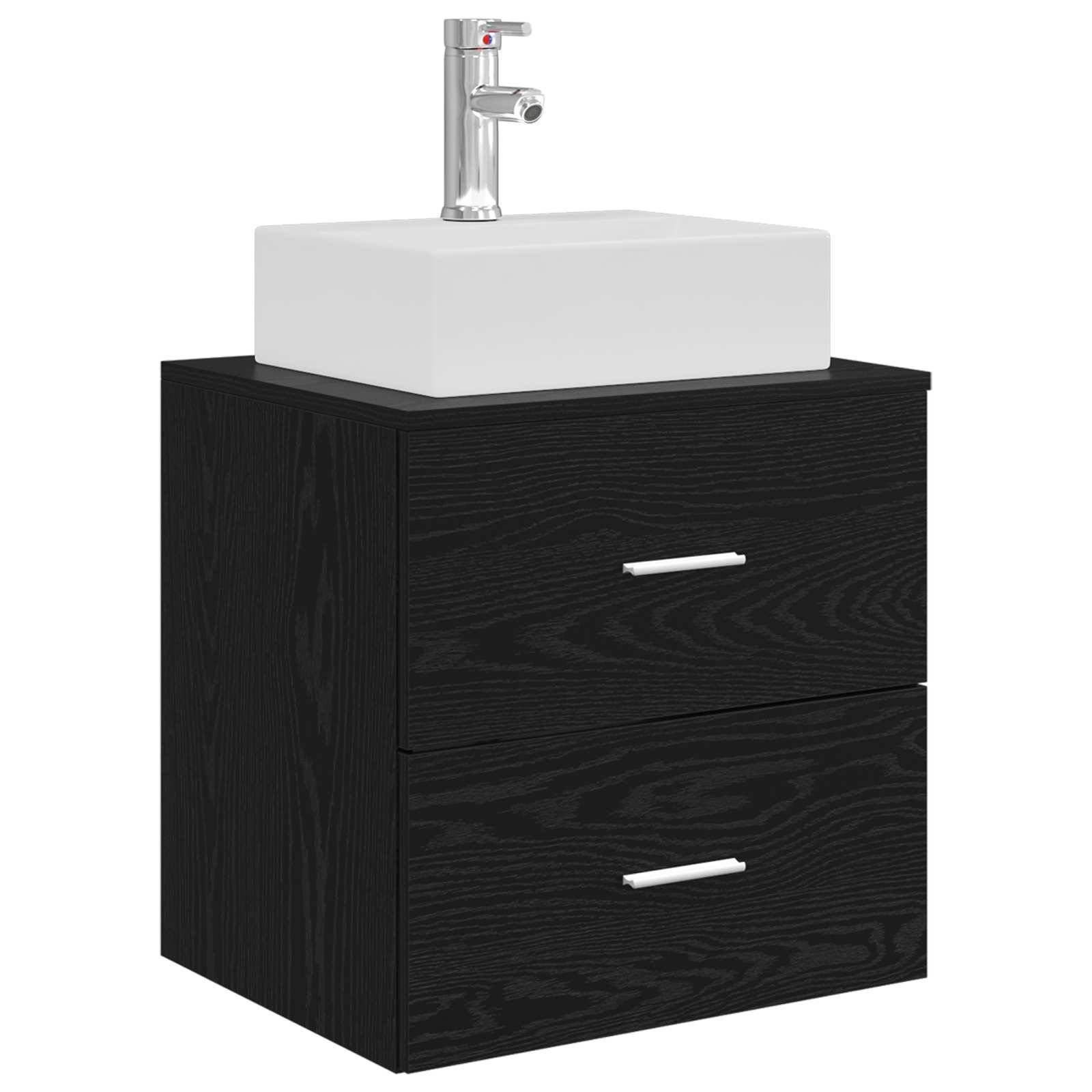 vidaXL Wandmontierte Waschtisch Schwarze Eiche 49,5 x 41 x 62,5 cm