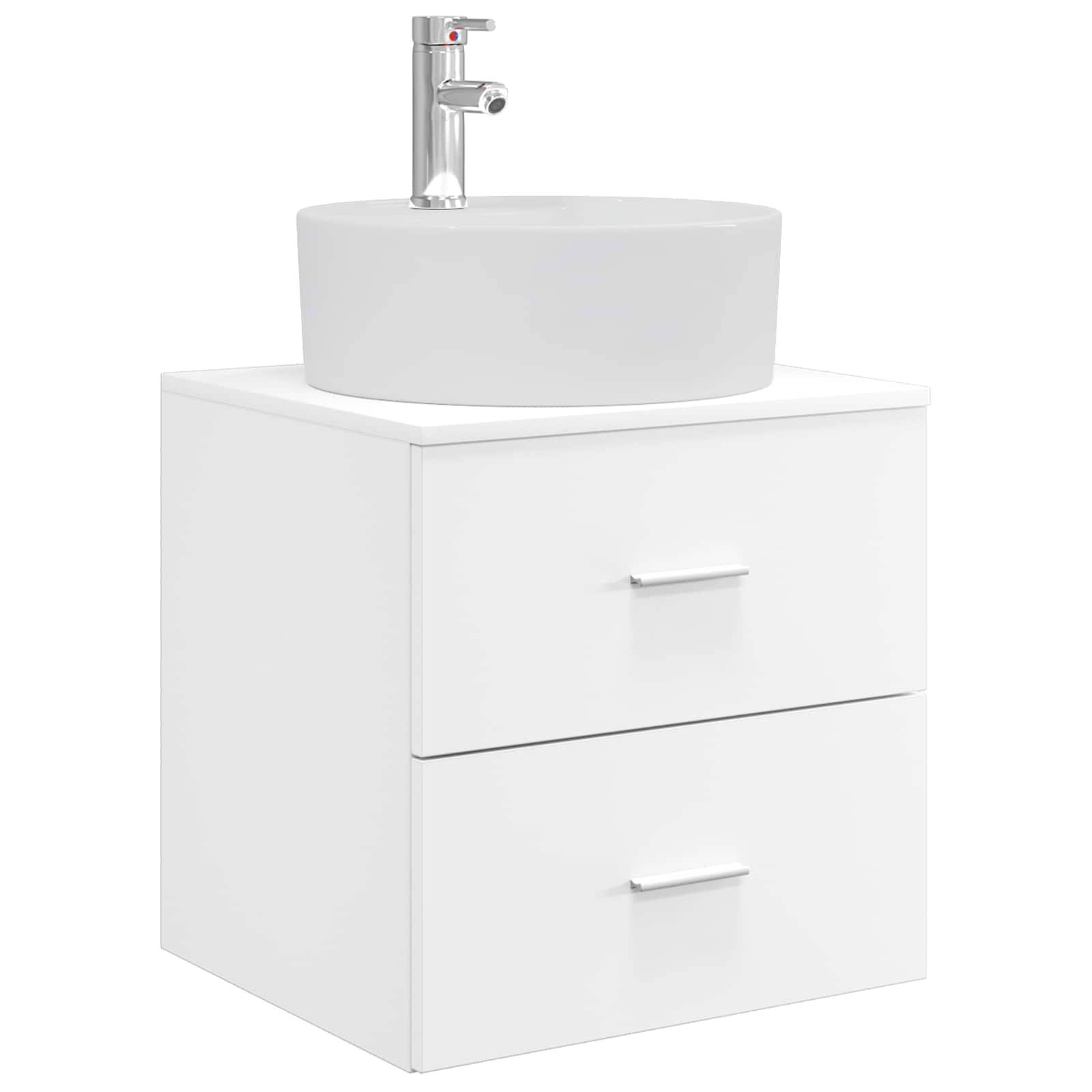vidaXL Wandmontierte Waschtisch Weiß 49,5 x 44,5 x 65 cm Holzwerkstoff