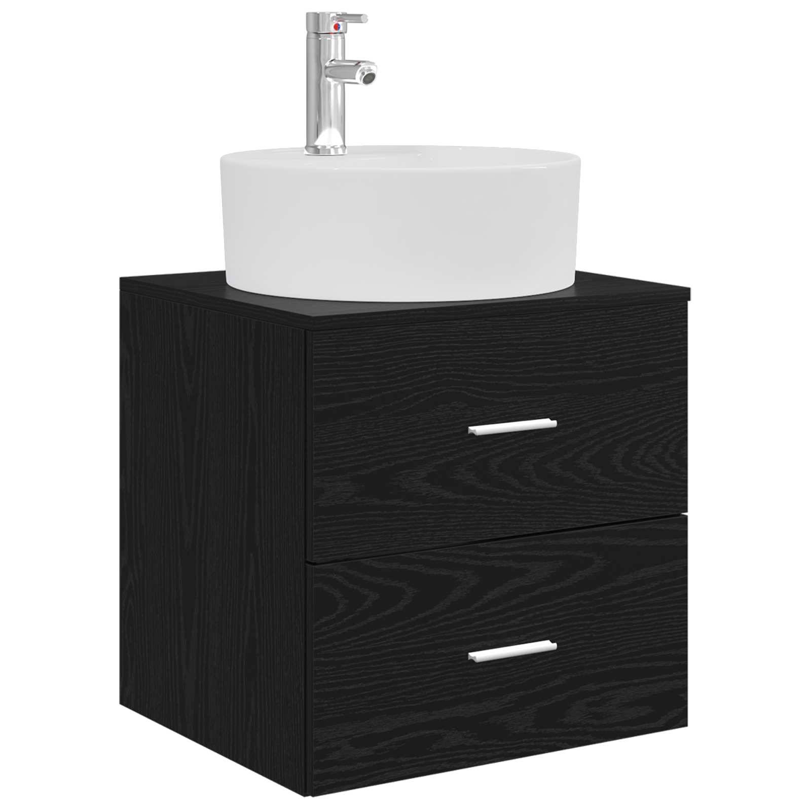 vidaXL Wandmontierte Waschtisch Schwarze Eiche 49,5 x 44,5 x 65 cm