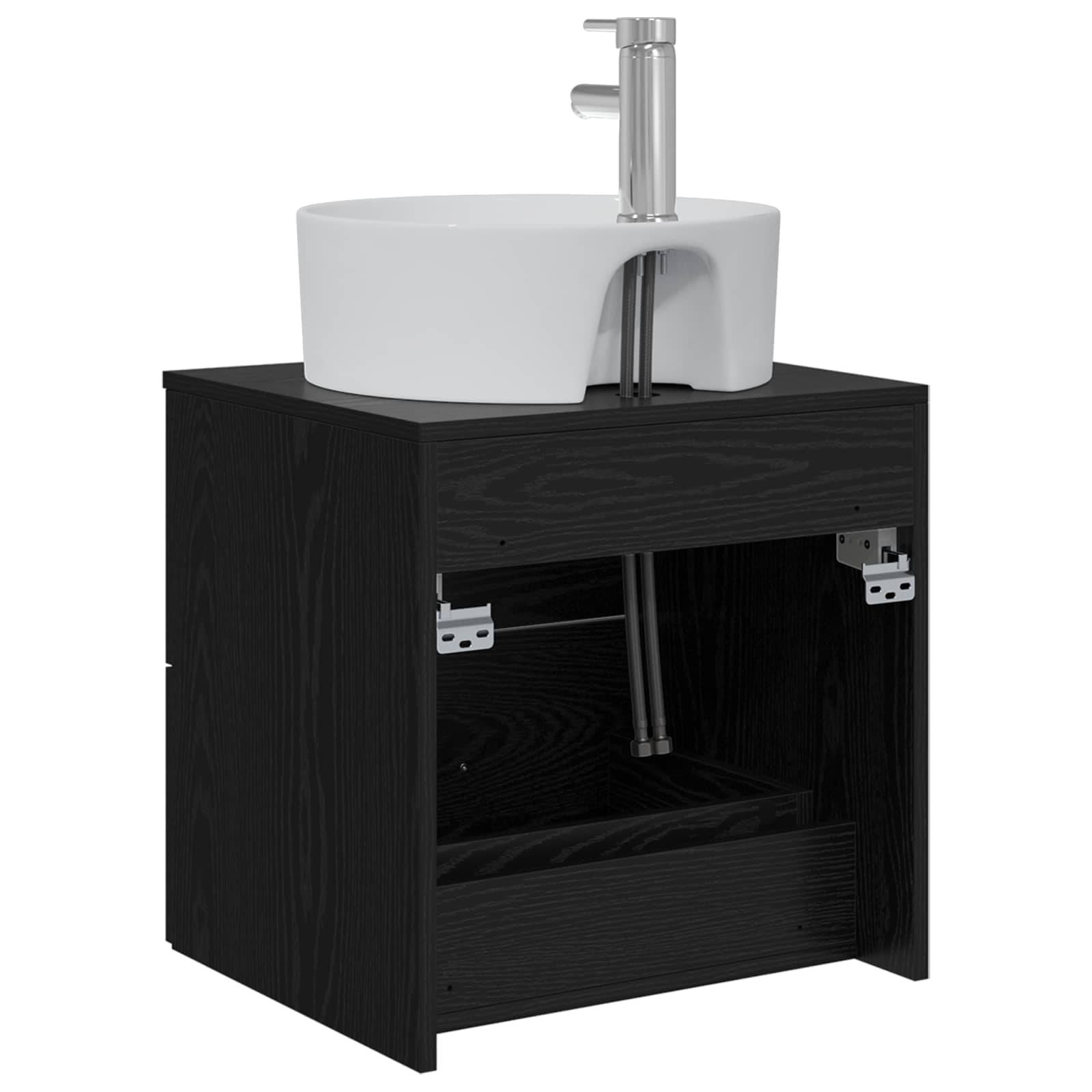 vidaXL Wandmontierte Waschtisch Schwarze Eiche 49,5 x 44,5 x 65 cm
