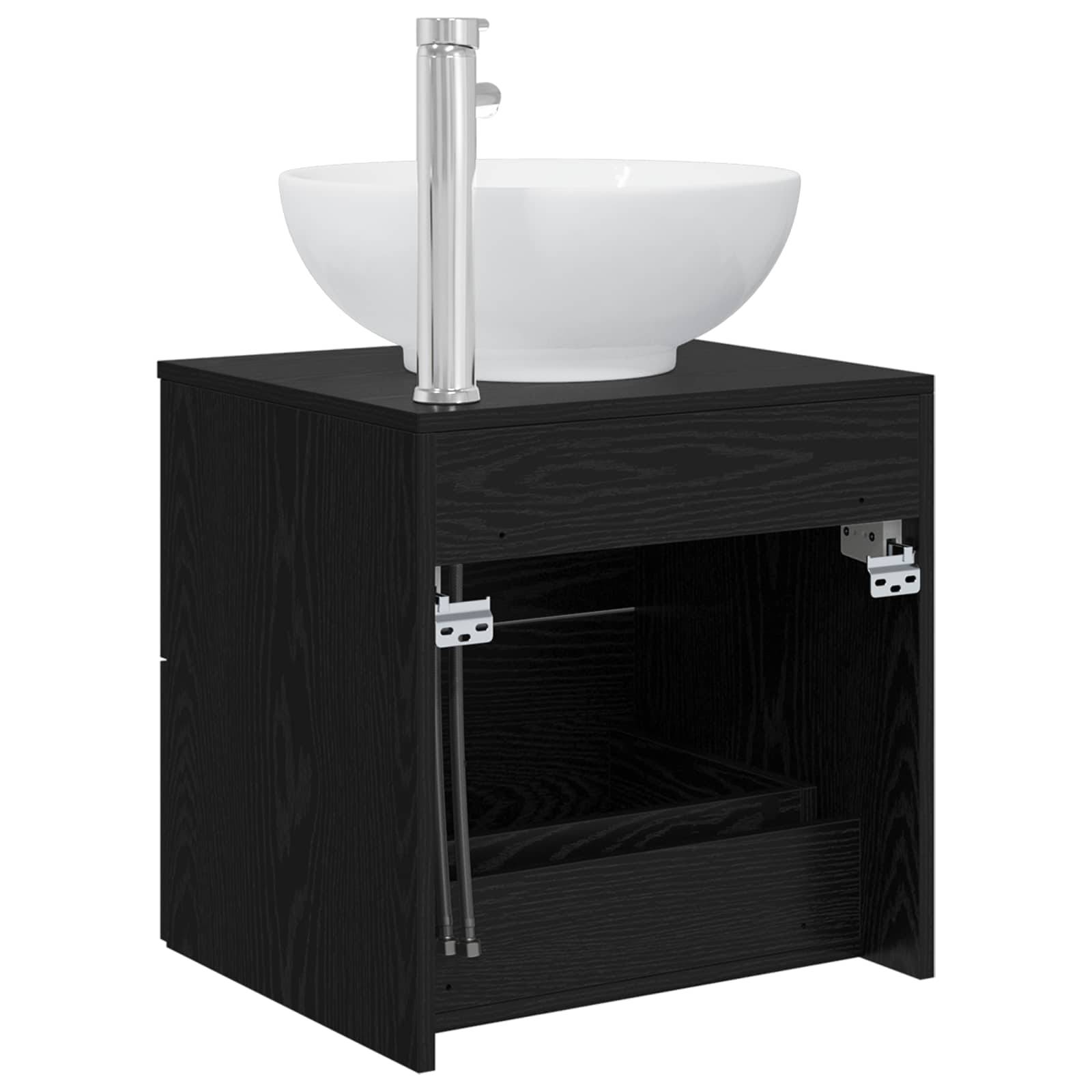 vidaXL Wandmontierte Waschtisch Schwarze Eiche 49,5 x 44,5 x 66,5 cm