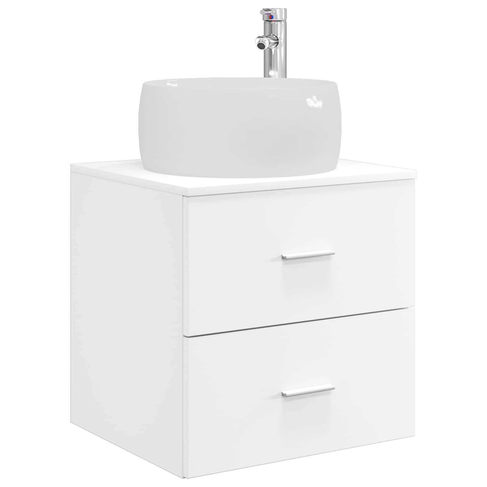 vidaXL Wandmontierte Waschtisch Weiß 49,5 x 44,5 x 66 cm Holzwerkstoff