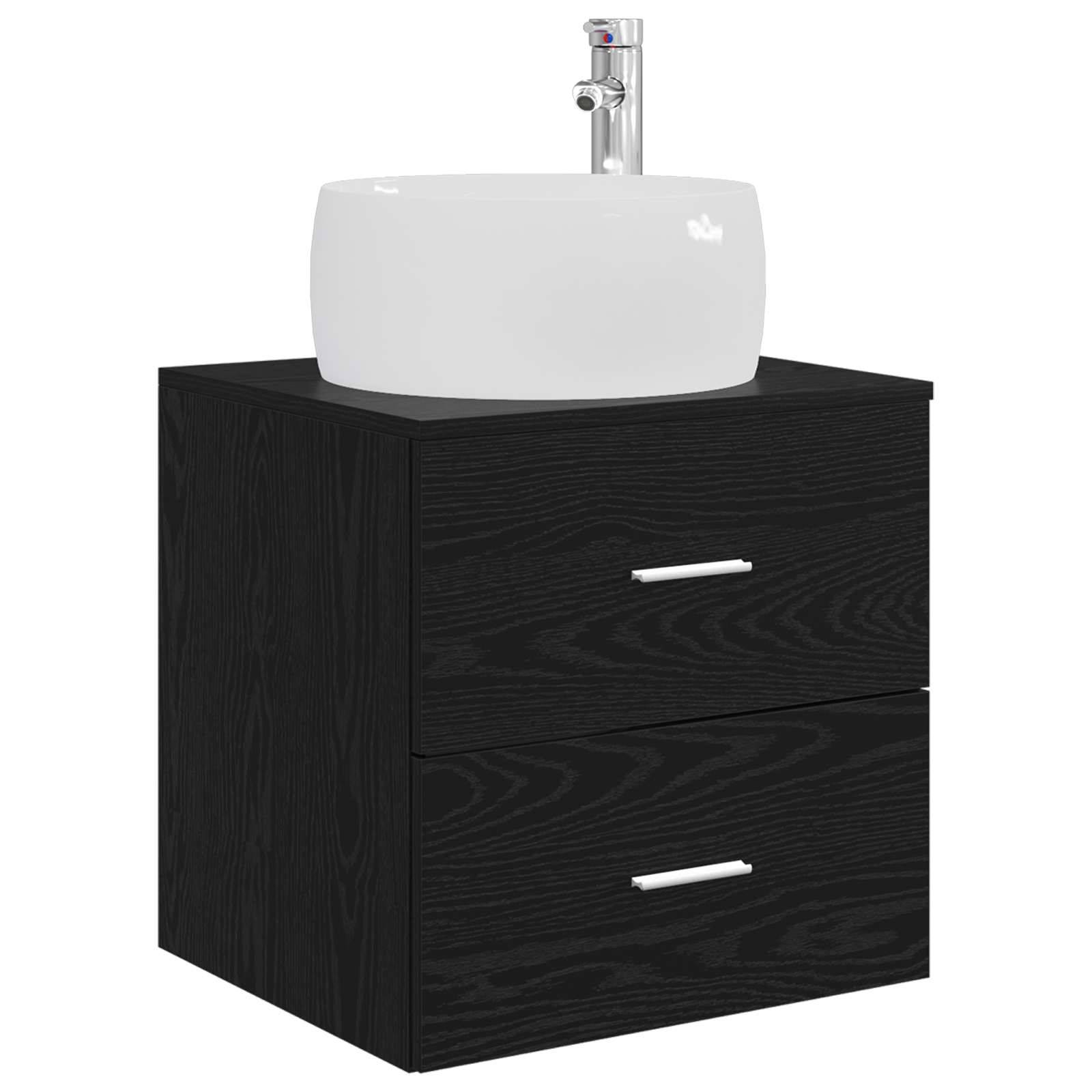 vidaXL Badezimmermöbel-Set 4 pcs Schwarze Eiche Ingenieurholz und Glas